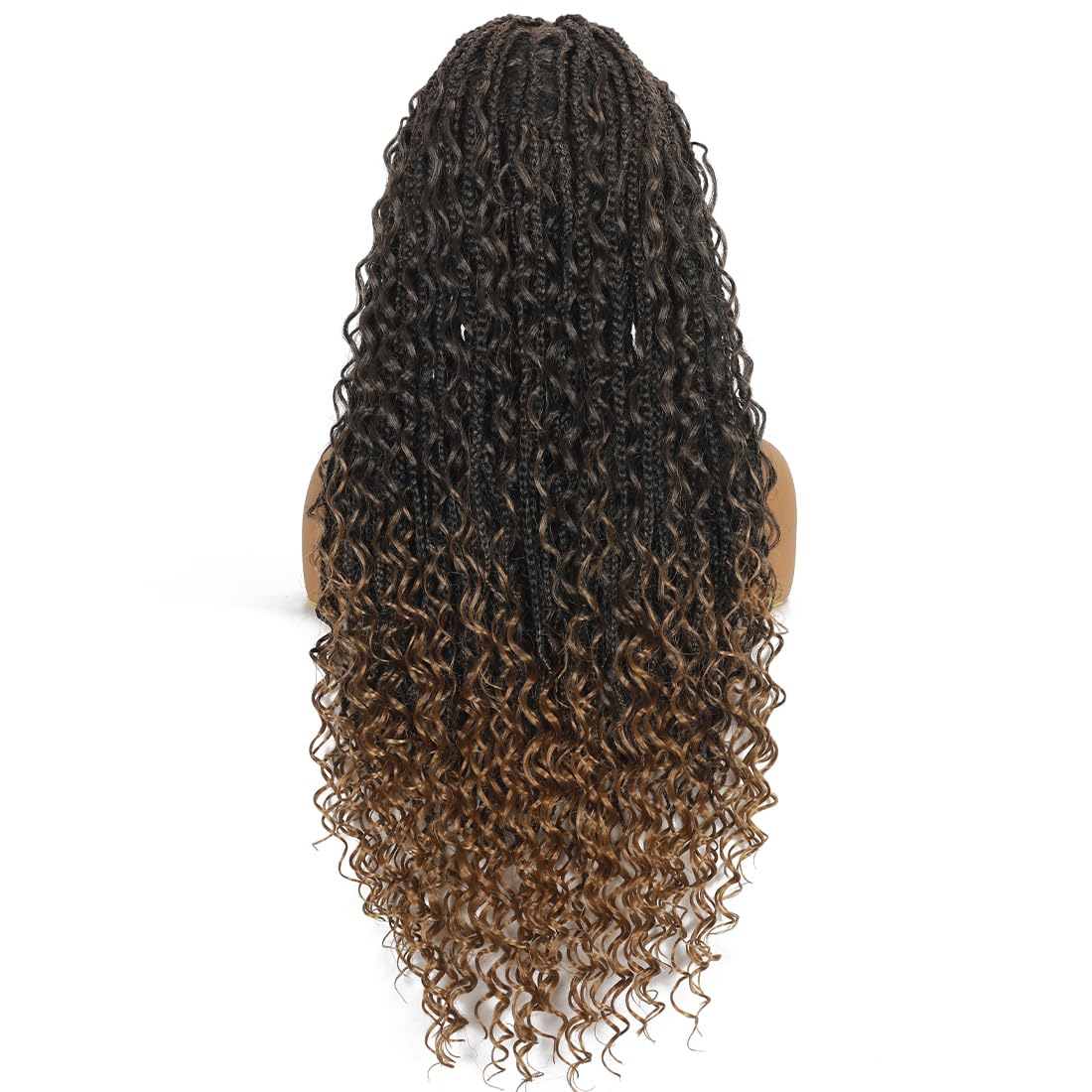 28 Inch Half Lace Front Braided Wigs for Black Women Knotless Braids Wigs Bohemian Boho Braids Goddess Box Braided Wig with Baby Hair (T27, 28 inch)