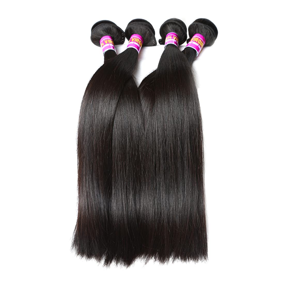 RN BEAUTY Brazilian Straight Virgin Hair 4 Bundles Deals Mink Unprocessed Remy Hair Good Cheap Weave Wefts Human Hair Extensions 50g/Piece 200Gram Natural Black Color 10 10 10 10 Inches