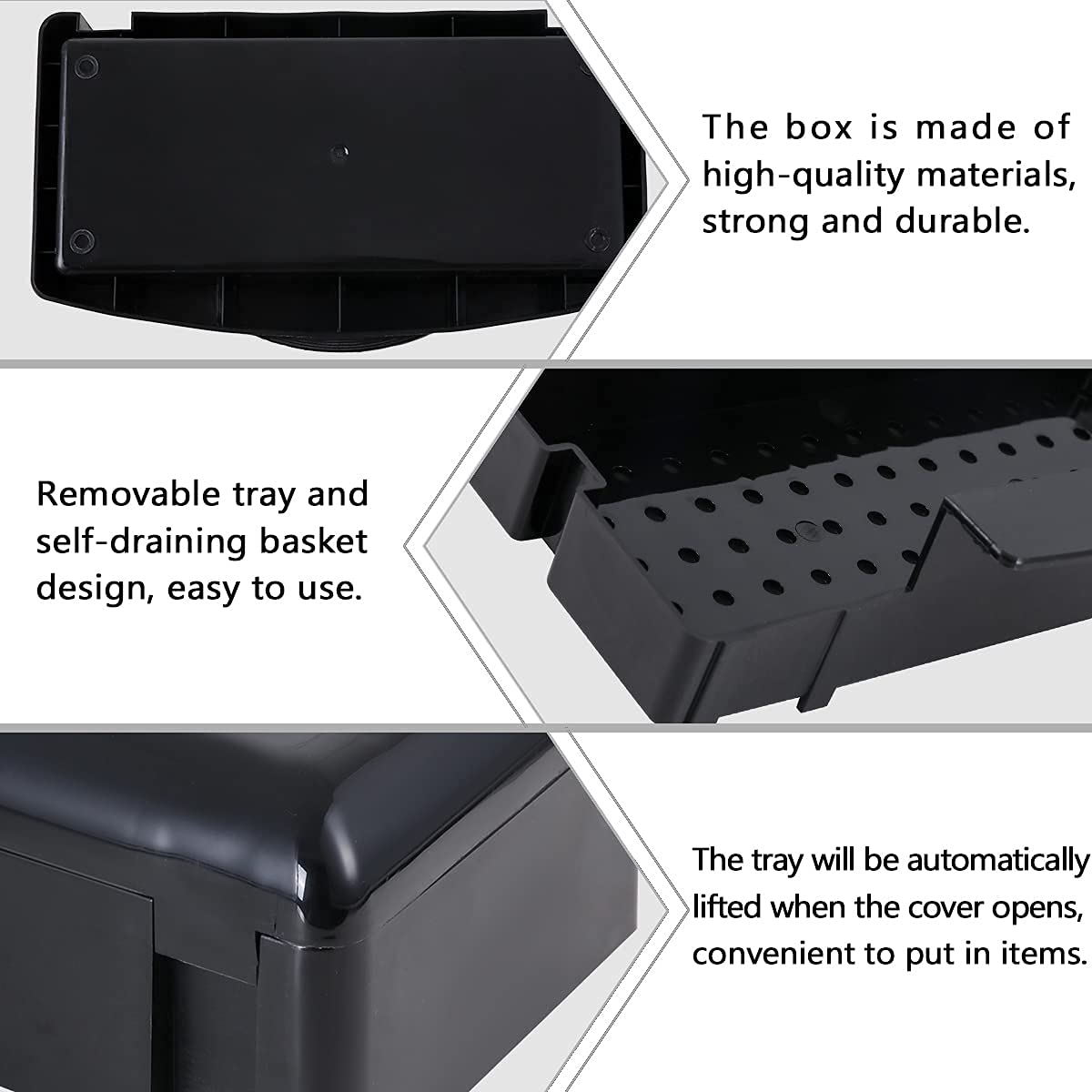 Gusnilo Nail Tool Sterilizer Box Plastic Disinfectant Container Barbicide Disinfectant Tray for Nail Tools, Tweezers, Hair Salon, Spa and Trimmer Manicure Equipment (Clear Lid, black)