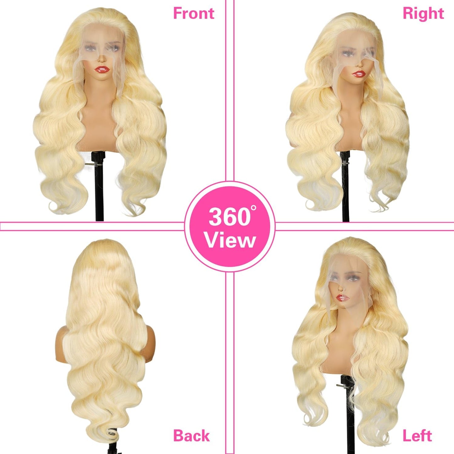 Resore 613 Lace Front Wigs Human Hair 200 Density 13x6 HD Transparent Lace Full & Thick Body Wave 22 Inch Blonde Wig Glueless Colored Pre Plucked with Baby Hair