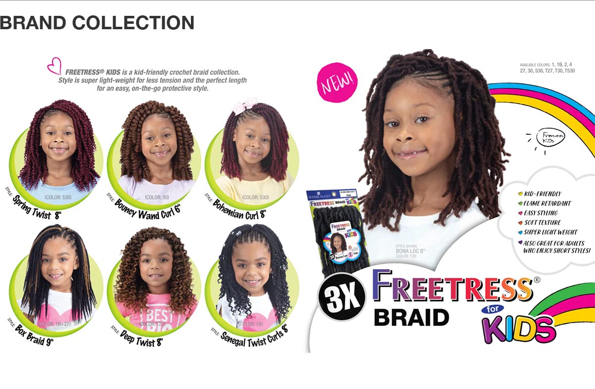 FreeTress Crochet Braids 3X Kids Senegal Twist with Curls 8" (1-PACK, 1)