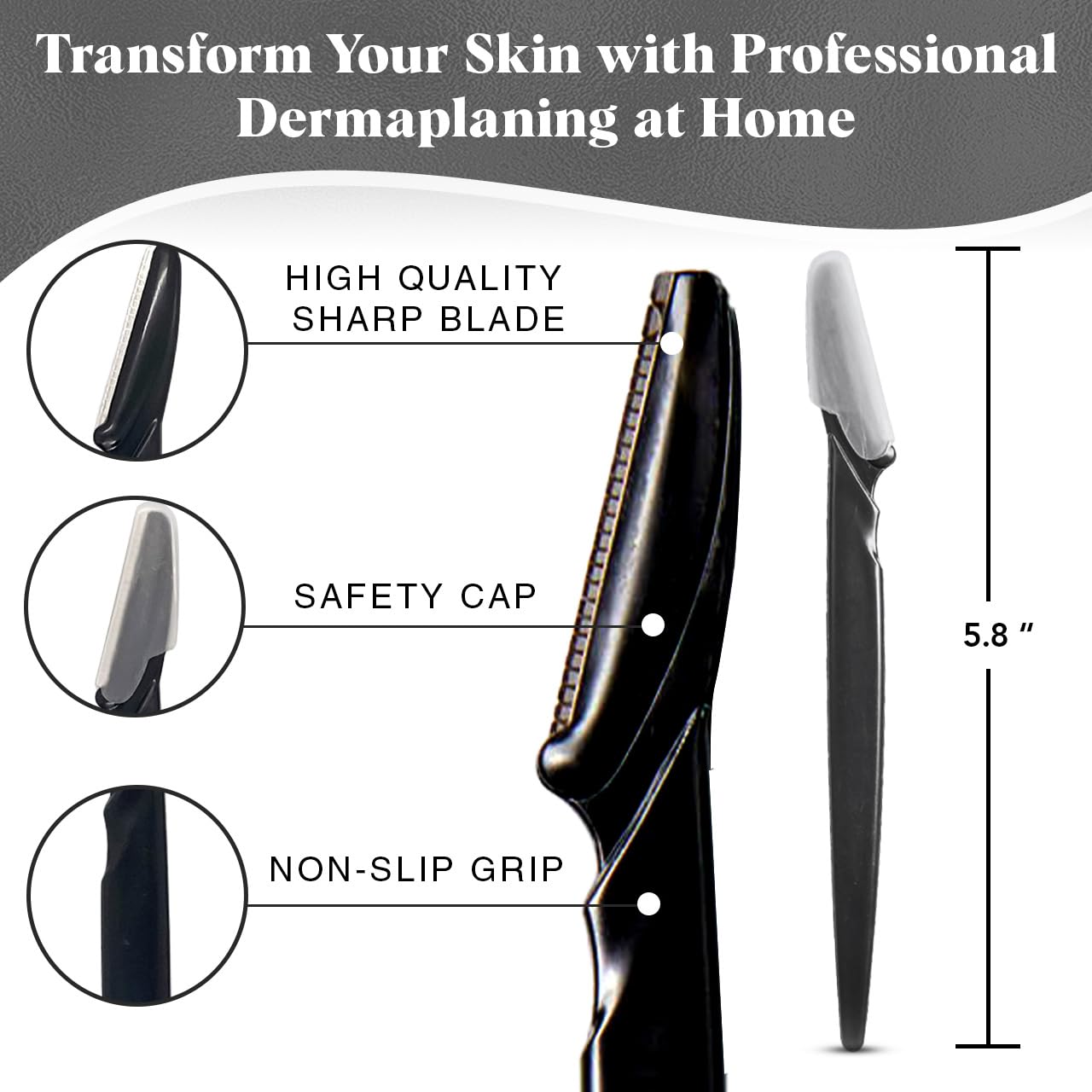 Kitsch Dermaplaning Tool - Face Razors for Women and Men, Eyebrow Trimmer & Face Shaver for Women, Facial Hair Removal for Women and Men, Dermaplane Razor for Women Face, 12 pc (Black)