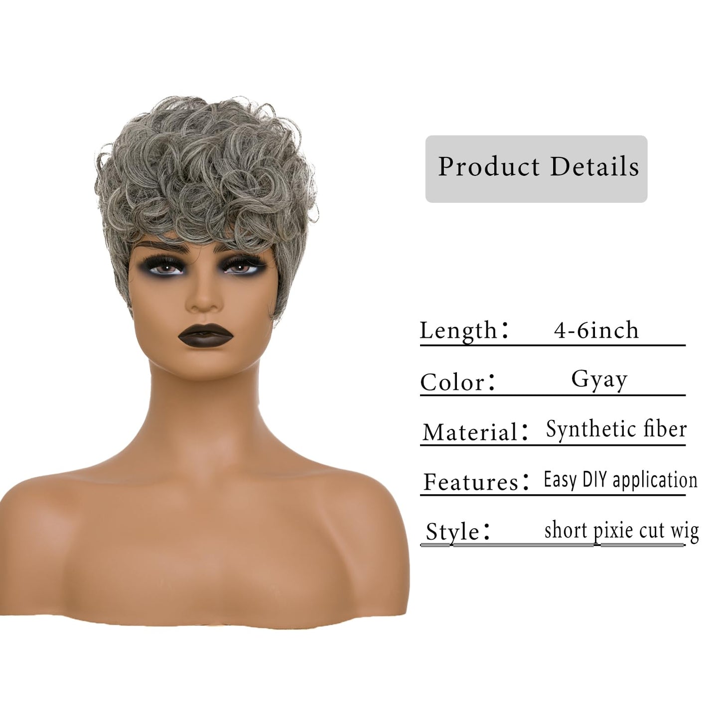 BOBCOO Pixie Cut Wig Short Wigs for Black Women Short Pixie cut Wigs for Black Women (Black Mixed With White)