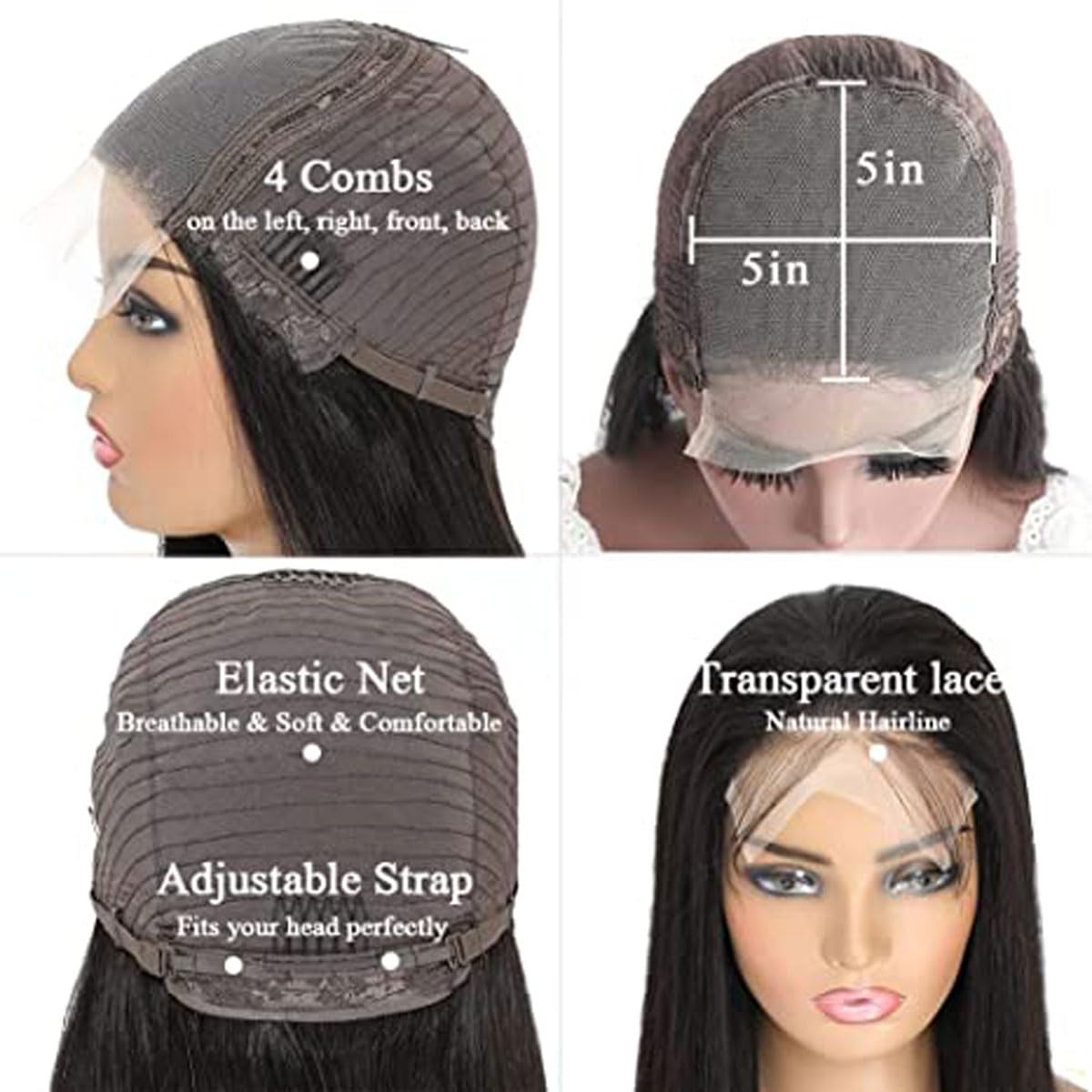 GzorOuzr 5X5 Deep Wave Lace Closure Wigs Human Hair Real Unprocessed Virgin Hair Human Hair With Baby Hair Glueless Wig for Women Brazilian Remy Human Hair Wig 18 Inch