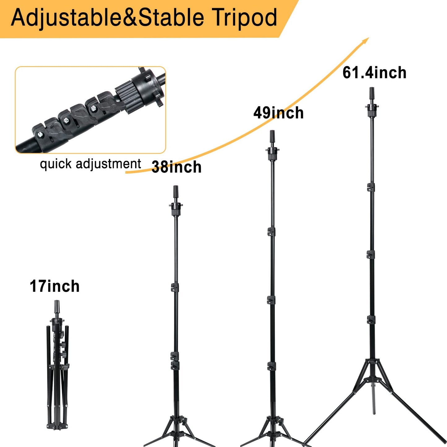 Goiple Wig Stand Tripod Metal Adjustable Mannequin Head Stand with Heater Surface & 52Pcs Hot Comb Set for Cosmetology Hairdressing Training
