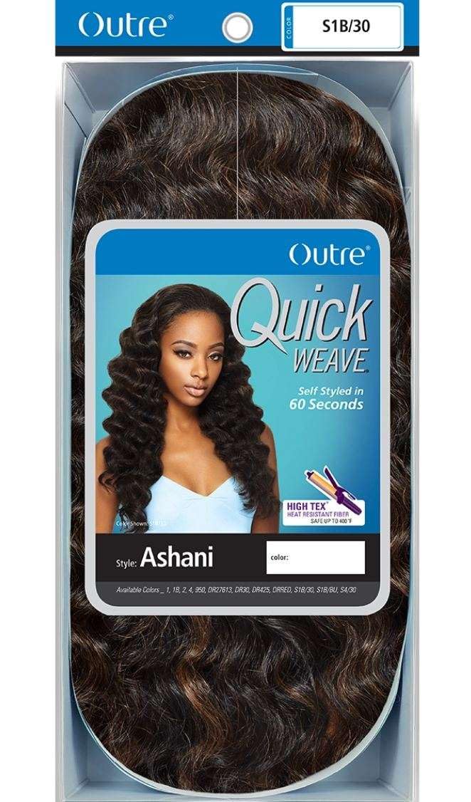 OUTRE Synthetic Hair Half Wig Quick Weave Ashani (1B)