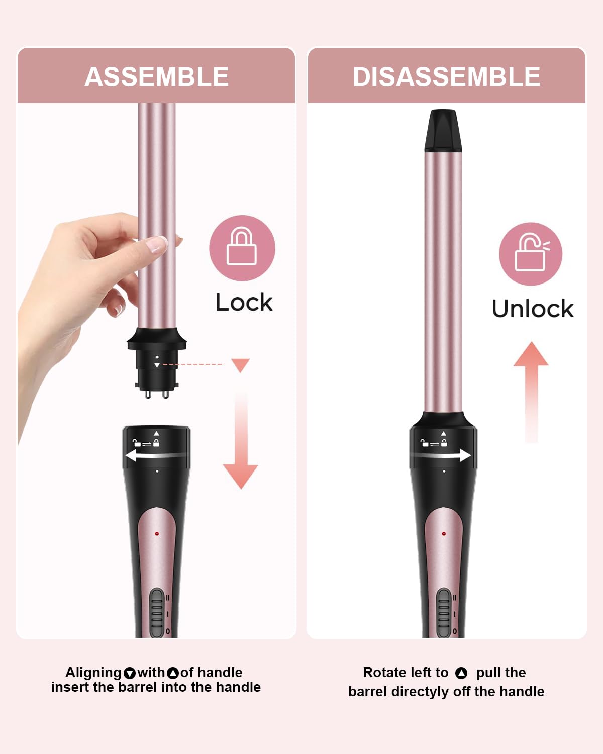 6 in 1 Curling Iron, 3 Barrel Curling Iron Set with Curling Brush (1.5inch) and 5 Interchangeable Ceramic Curling Wand(0.35"-1.25"), 2 Temp Heating Setting, Contain Comb & Protective Glove & 2 Clips