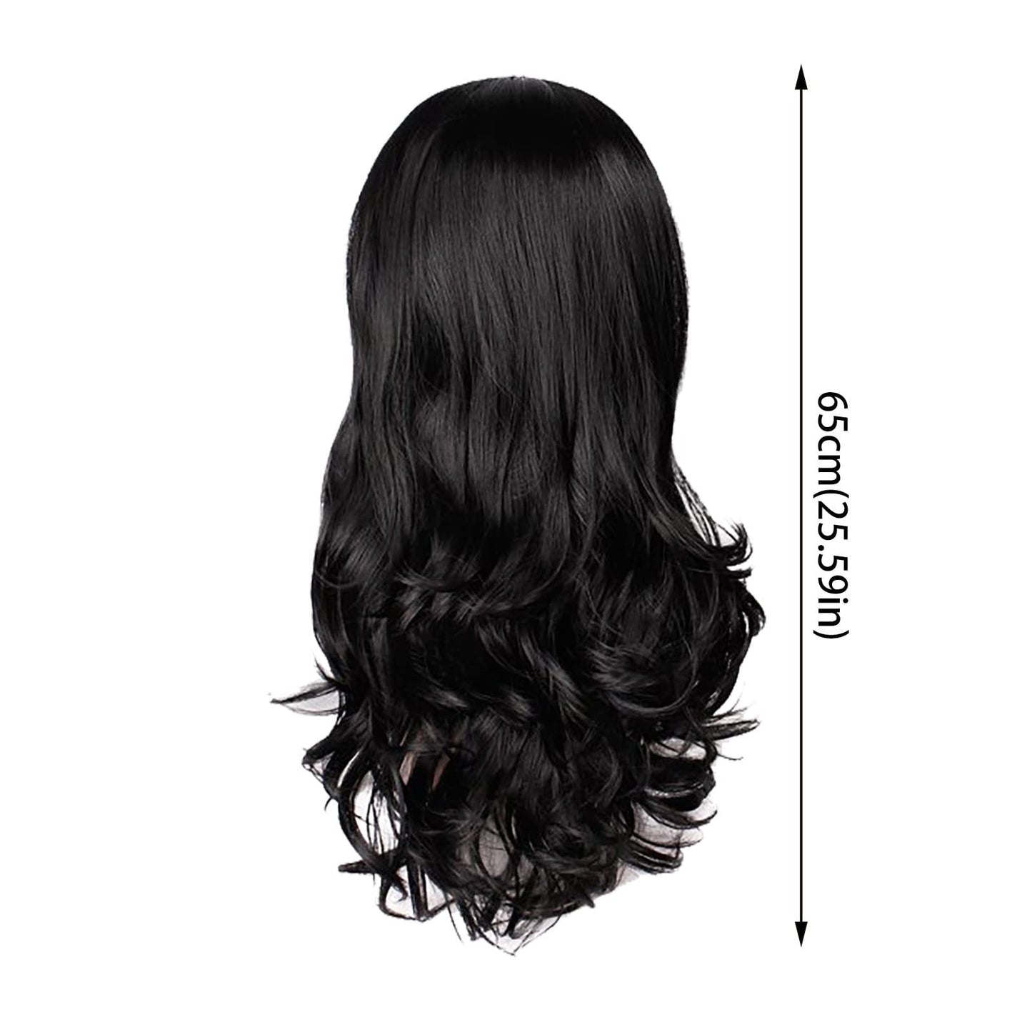HMDABD Loose Wave Closure Outdoor Women's Natural Body Wave Hair Synthetic High Density Heat Wig Deep Wave Wigs for Women Synthetic(Black