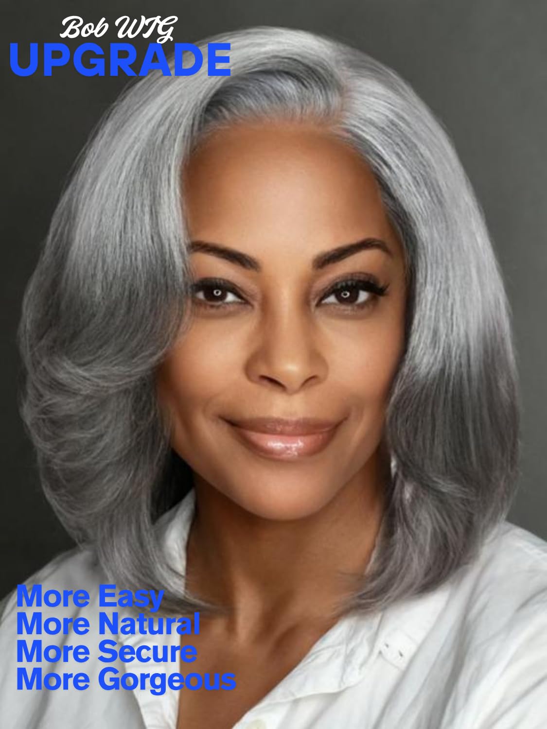 Nadula 8inch Short Salt and Pepper Glueless Side Part Grey Wig Human Hair with Blowout Face Framing Layers, 6x1.5 T Part Lace Closure Wig Pre Plucked Bleached Knots Ready to Go Short Wavy Bob Wig
