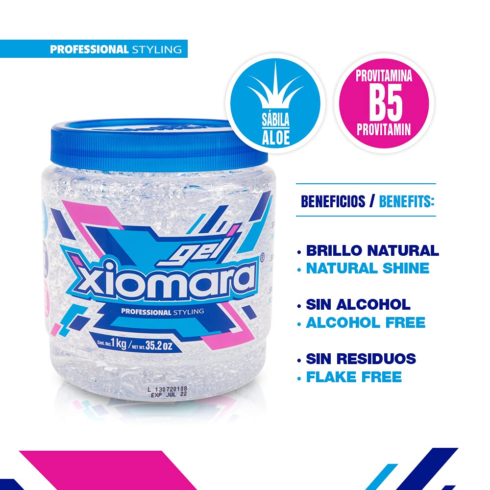 Xiomara Professional Hair Styling Gel with Aloe Vera Suitable for the Whole Family, 2 - Pack of 35 Oz Each, Jars