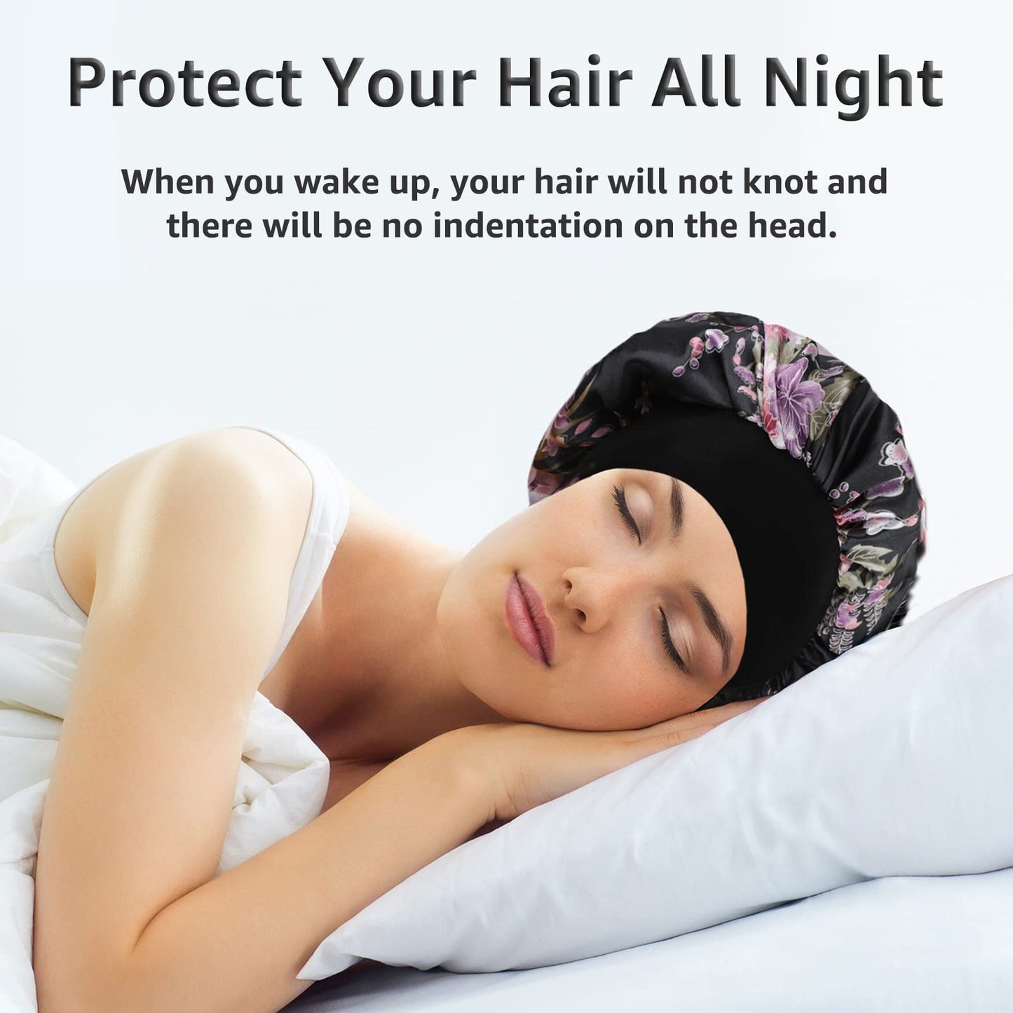 5 Pack Silk Bonnet for Sleeping Satin Bonnet for Sleeping, Bonnets for Black Women Hair Bonnet for Sleeping Silk Sleep Cap, Wide Soft Band Large Bonnet for Curly Hair