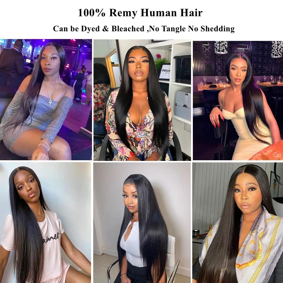 2x6 HD Lace Closure Straight Lace Closure Pre Plucked Single Knot Kim K Long Deep Parting 0.10mm Ultra-thin Invisible Swiss 130% Density Virgin Human Hair Natural Black(18 Inch)