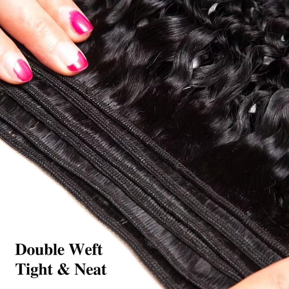 Yavida Water Wave Human Hair Bundles Wet and Wavy Human Hair Bundles Brazilian Unprocessed Remy Hair Water Wave Weave Extensions 22 24 26 Inch Natural Black