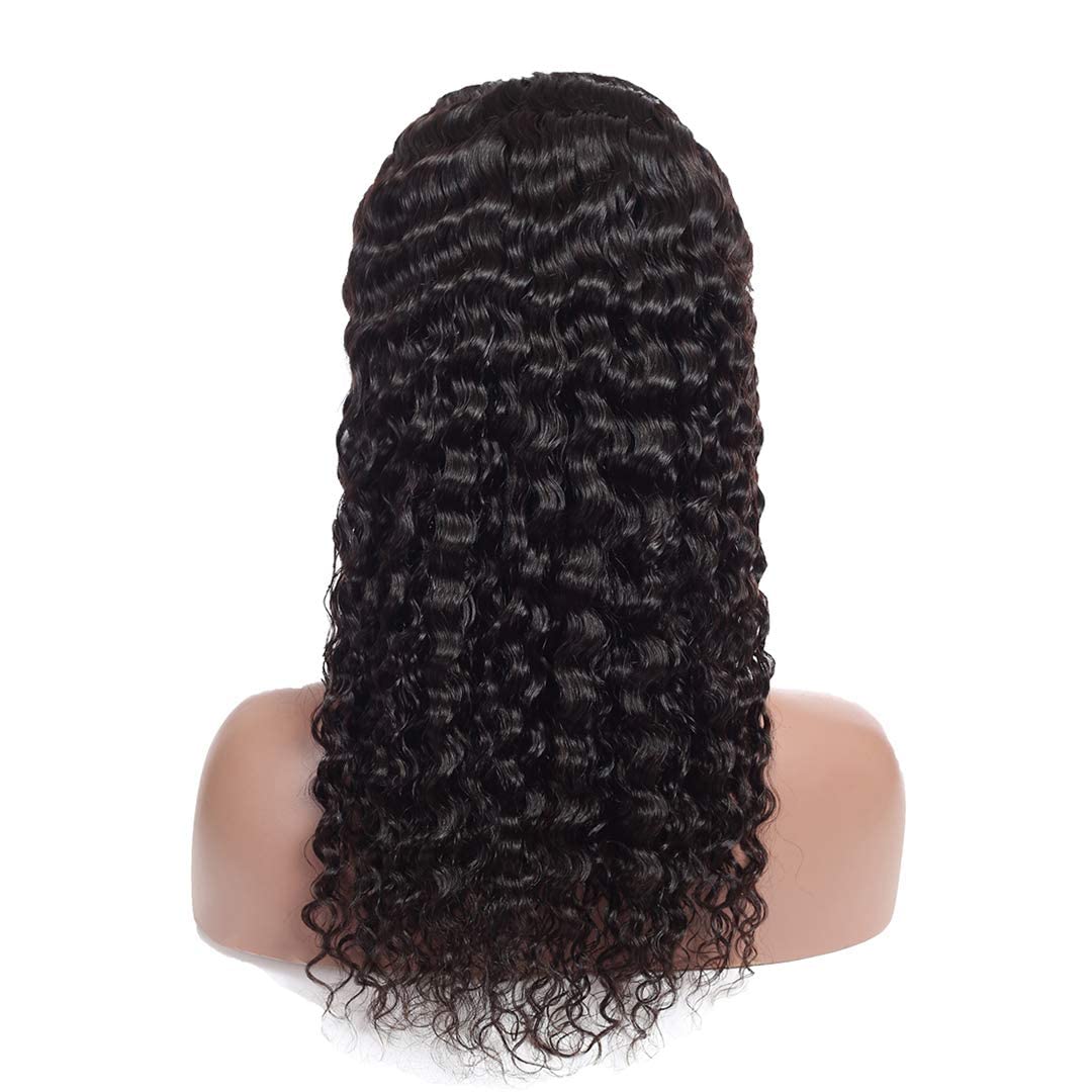Aiterina Headband Wig Deep Wave Human Hair Wigs Virgin Hair Wigs 14 Inch None Lace Front Wigs For Black Women Deep Wave Machine Made Wigs Natural Color