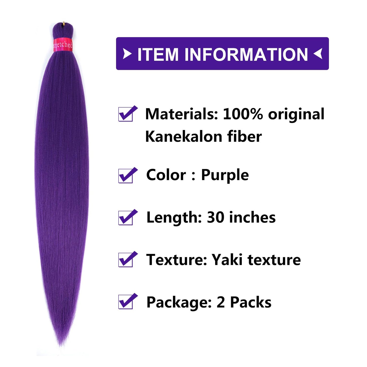 Dark Purple Braiding Hair Pre Stretcehd 30 Inch Professional Synthetic Braiding Hair For Crochet Braids Box Braids Boho Braids Croceht Hair Extensions
