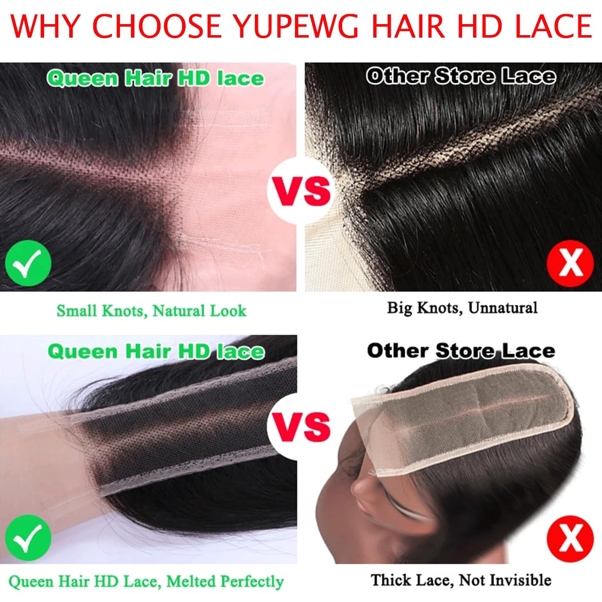 2x6 HD Lace Closure Straight Lace Closure Pre Plucked Single Knot Kim K Long Deep Parting 0.10mm Ultra-thin Invisible Swiss 130% Density Virgin Human Hair Natural Black(18 Inch)