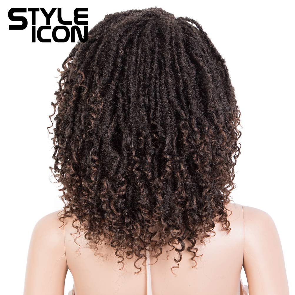 Style Icon Short Dreadlock Wig Twist Wigs for Black Women Short Curly Synthetic Wigs (Shoulder Length, T1B/30)