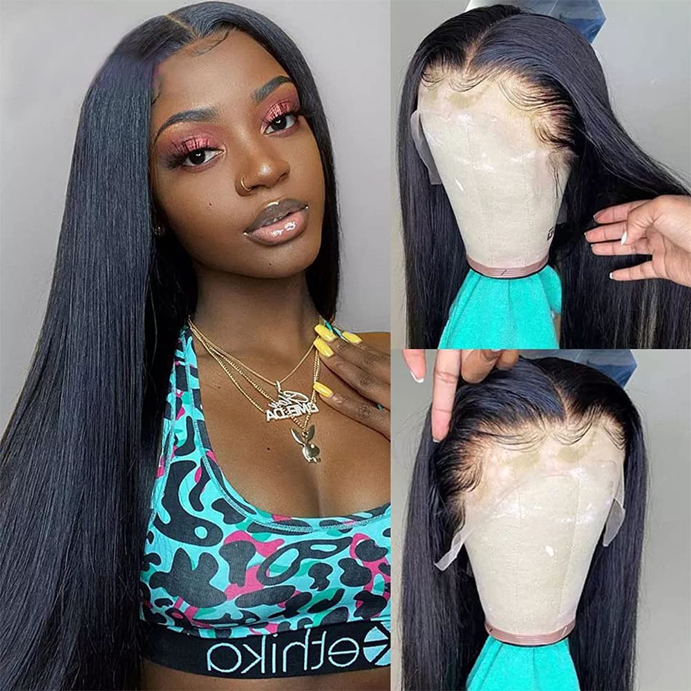 sdamey Straight 360 HD Lace Front Wigs Human Hair 180 Density Brazilian Frontal Wigs Human Hair Glueless Wigs Human Hair Pre Plucked pre Cut Wigs for Women