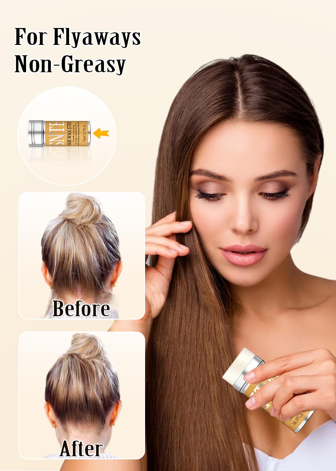 Slick Back Hair Brush Set: Hair Wax, Edge Brush, Rat Tail Comb, Bristle Brush, Hair Bun Accessories, Smoothing Brush for Women, Kids & Teen Girls