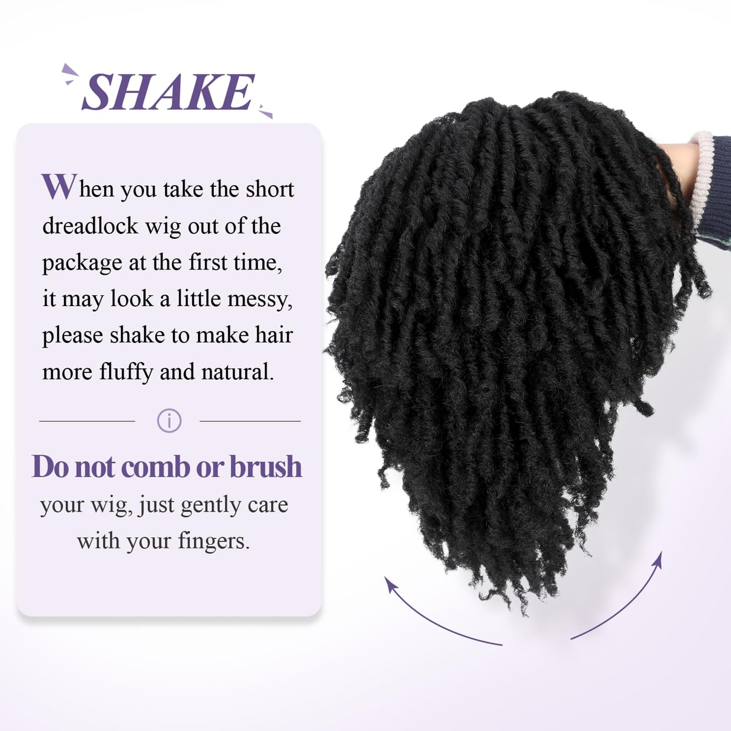 WIGER Dreadlock Wig Short Faux Locs Twist Wigs For Black Women Afro Braided Curly Synthetic Wigs For African American Women Daily Party Use(6 inch,1B)