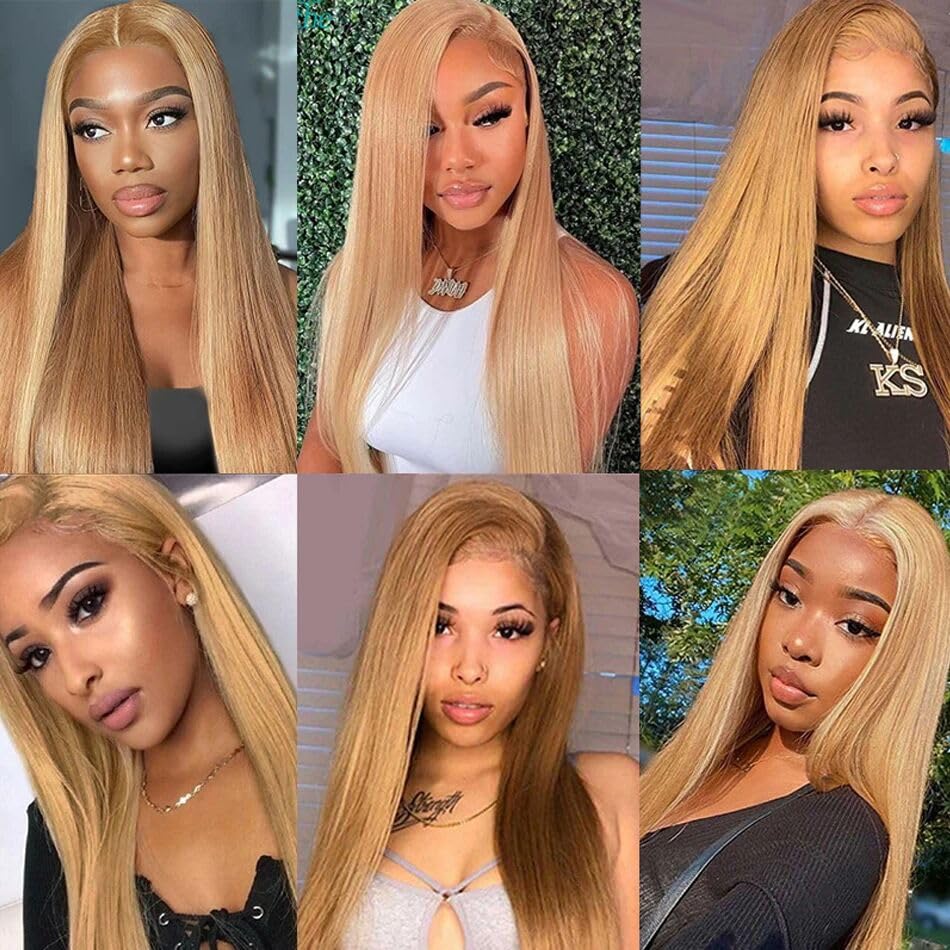 VIPPRETTY 13X6 Lace Front Wigs Synthetic Hair 180% Density Milk Tea Blonde Color Straigh HD Transparent Lace Frontal Wig Pre Plucked With Baby hair Wig Bleached Knots 28Inch