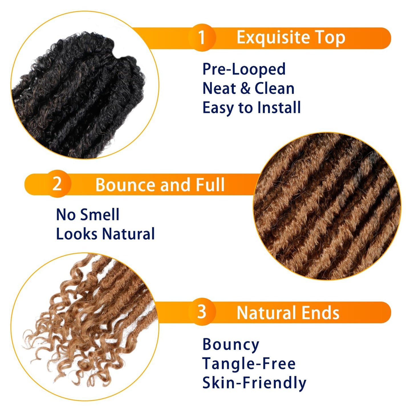 6 Packs Goddess Locs Crochet Hair, 18 Inch Straight Faux Locs Crochet Braids, Pre-Looped Curly Soft Synthetic Ombre Braiding Hair Extensions for Black Women(18 Inch, 6 Packs, 1B/27#)