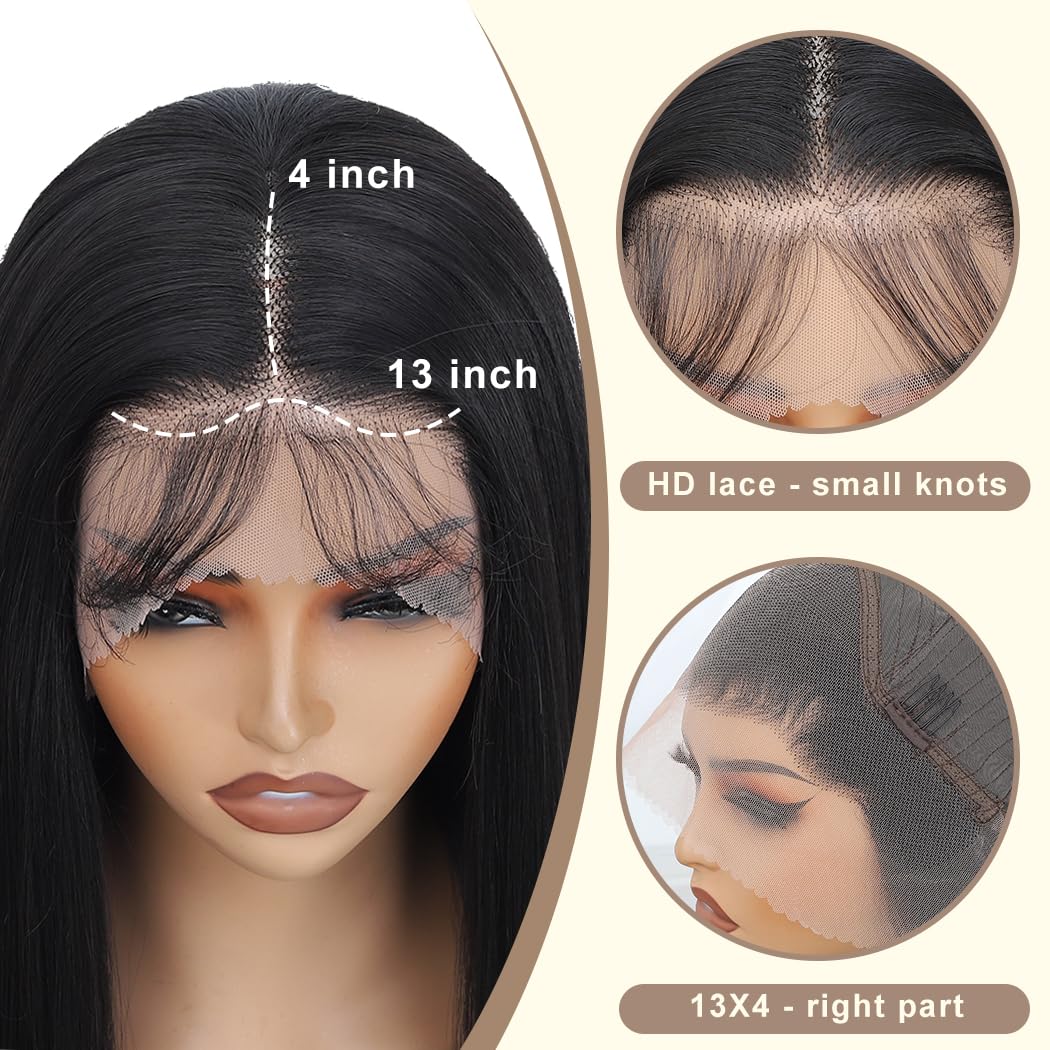 Koreyo Lace Front Wig Pre Plucked 13x4 HD Glueless Honey Blonde Lace Front Wig for Women Natural Looking Synthetic Heat Resistant Fiber Lace Wig (26 Inch) (Black)