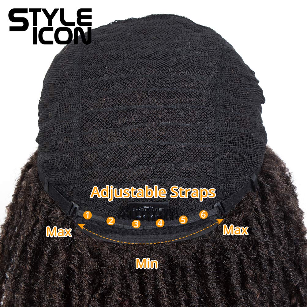 Style Icon Short Dreadlock Wig Twist Wigs for Black Women Short Curly Synthetic Wigs (Shoulder Length, T1B/30)