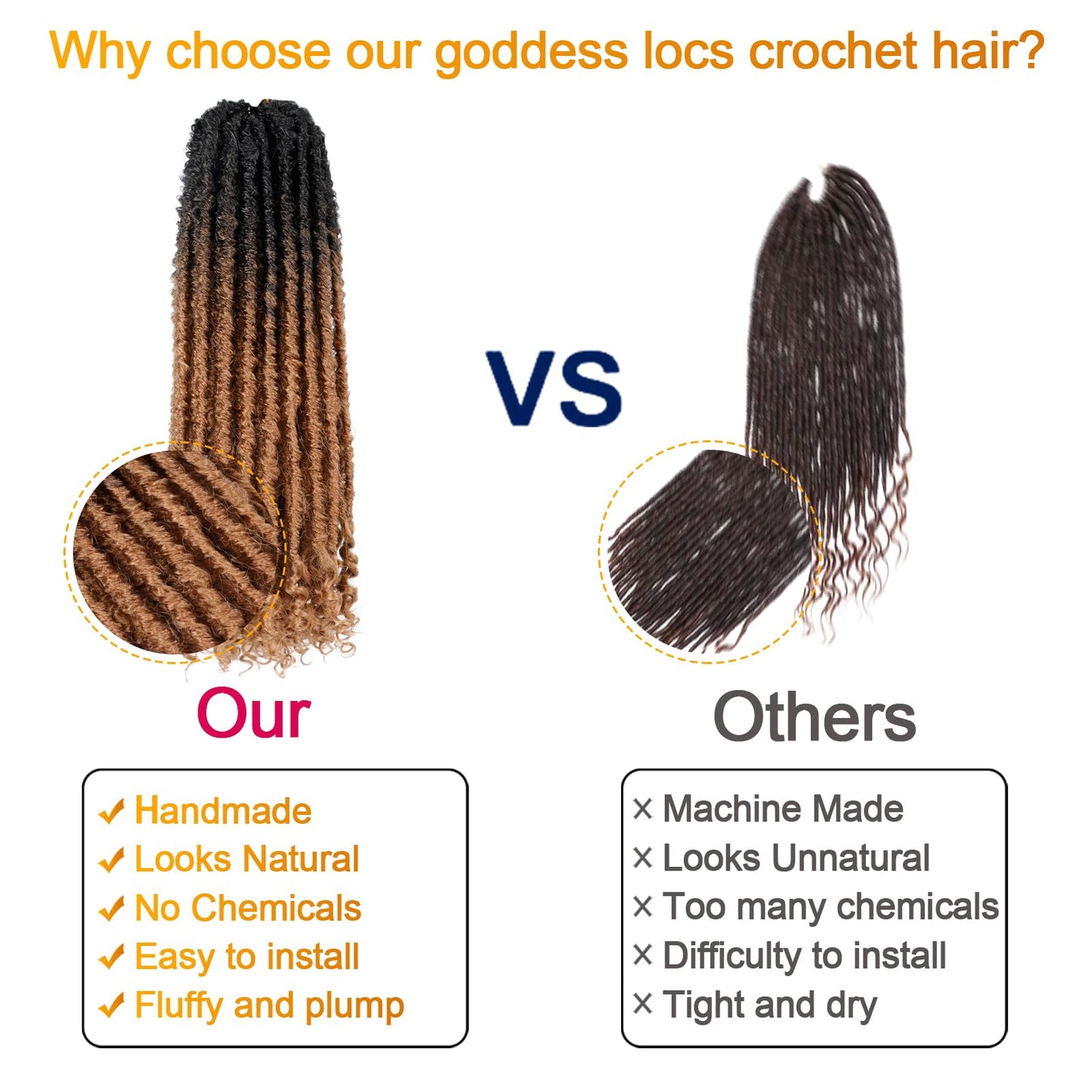 6 Packs Goddess Locs Crochet Hair, 18 Inch Straight Faux Locs Crochet Braids, Pre-Looped Curly Soft Synthetic Ombre Braiding Hair Extensions for Black Women(18 Inch, 6 Packs, 1B/27#)