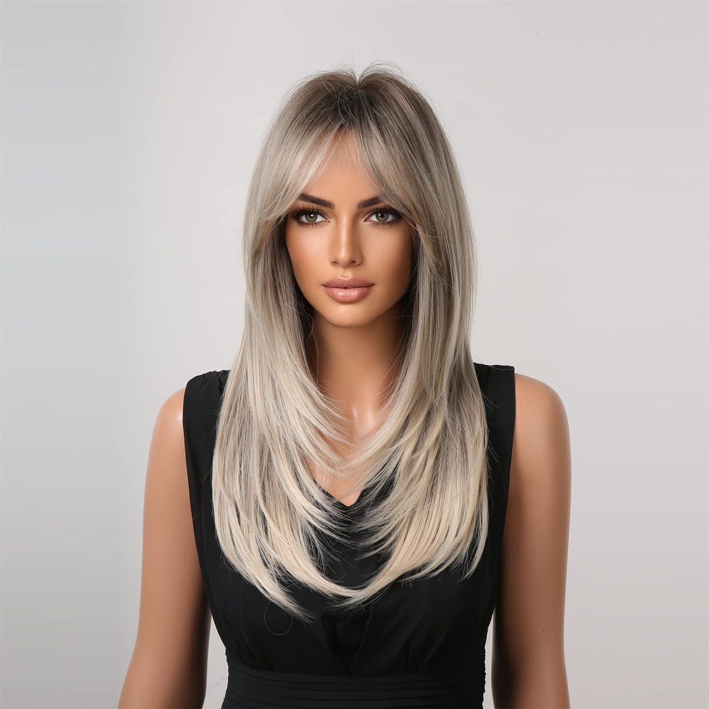 Tumhorn Long Ombre Blonde Wigs for Women Long Wavy Brown Ombre Light Blonde Wig Hair Replacement Wig Cosplay Costume Halloween Wigs