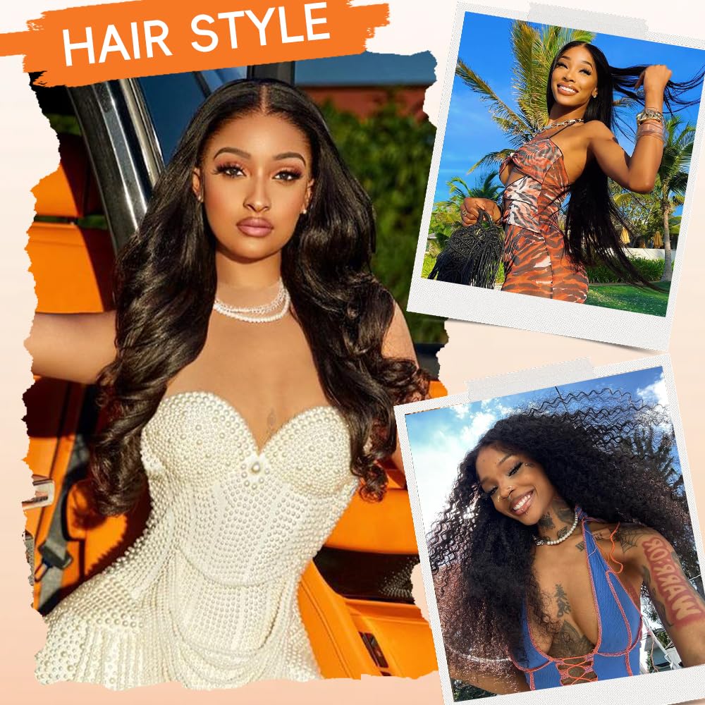 YetFree 13x6 Lace Front Wigs Human Hair 200 Density Body Wave Lace Front Wigs Human Hair HD Lace Frontal Wig Human Hair Pre Plucked with Baby Hair Brazilian Virgin Wigs for Women 34 Inch