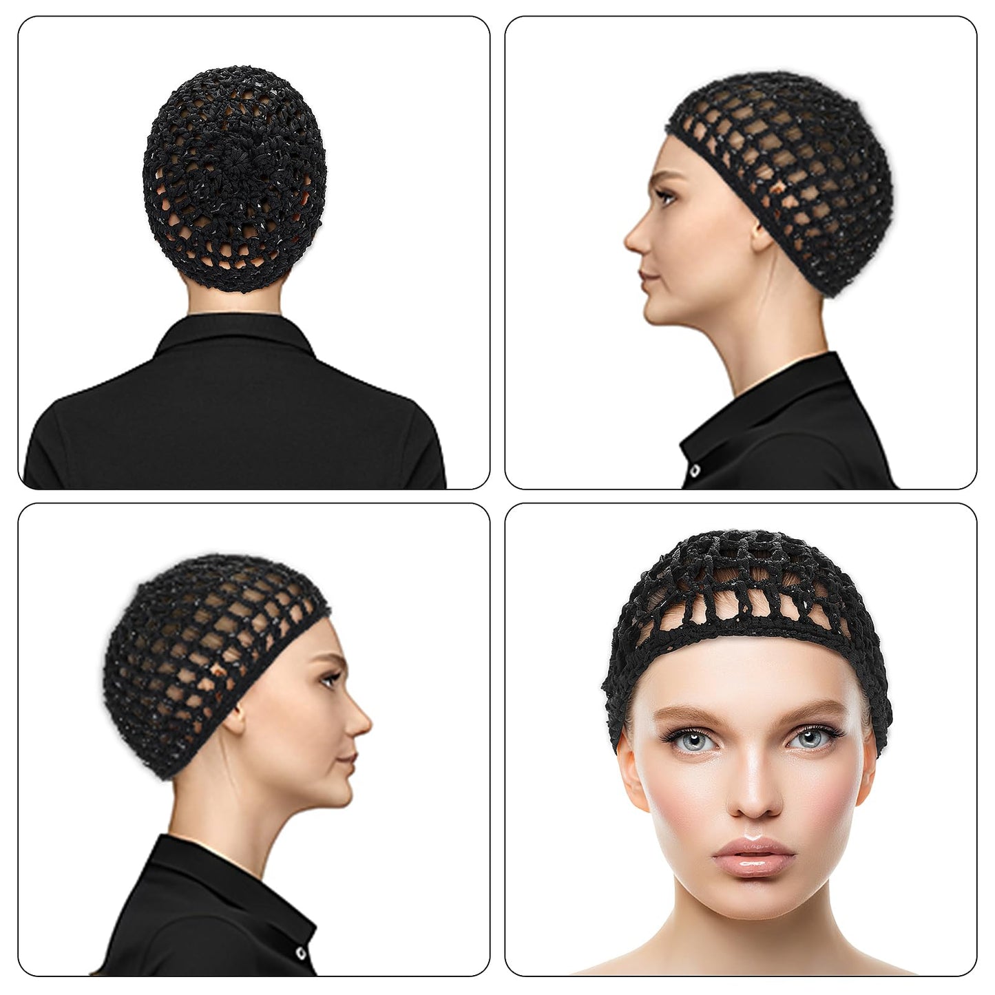 WLLHYF 2 PCS Wig Cap Hair Net Sleeping Bonnets Essentials Hairnets Elastic Bands Wrap Grip Crochet Braided Satin Cosplay Head Making Fix Mesh Sew Headwear Night Hats Women Men