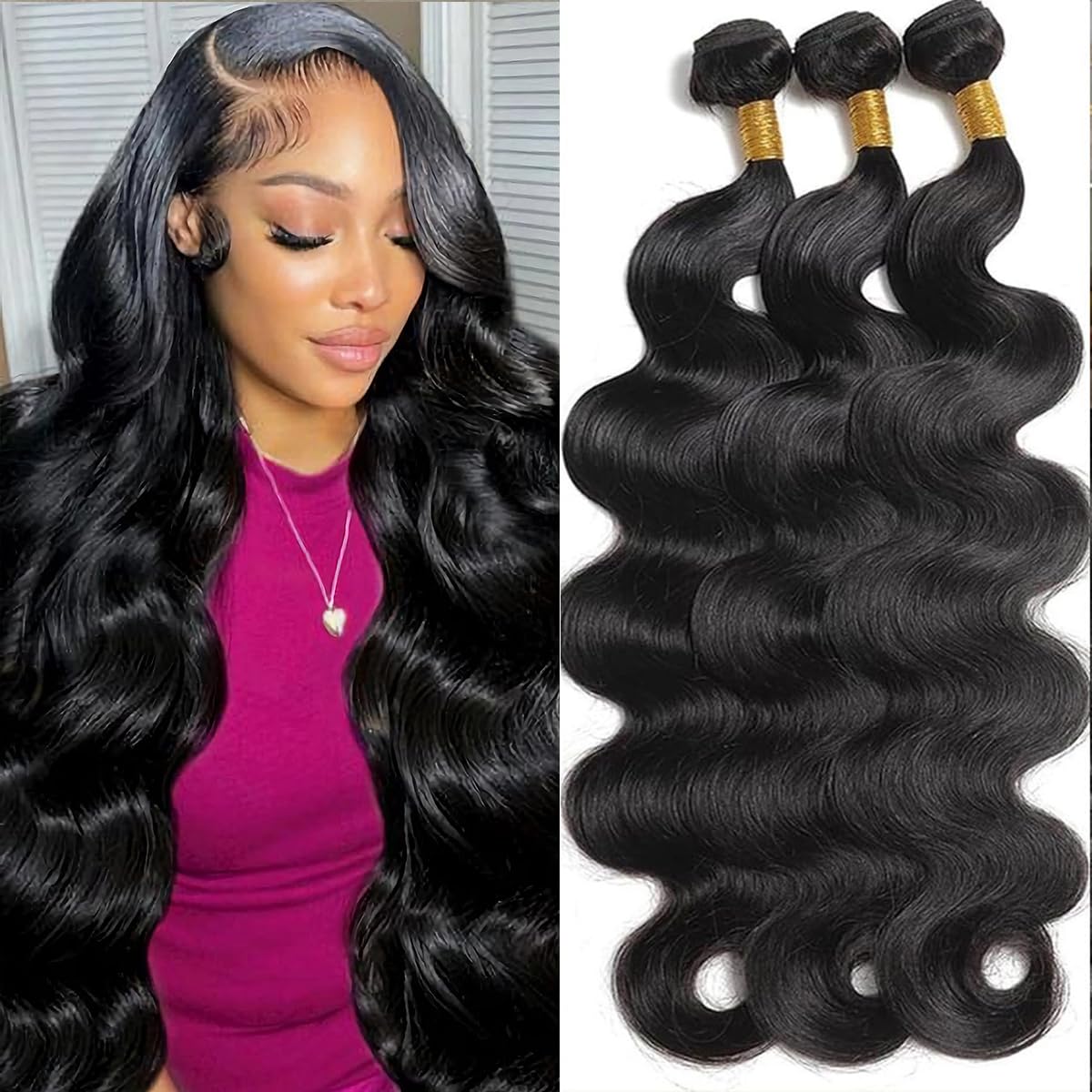 12A Grade Human Hair Bundles Body Wave Bundles Human Hair 26 28 30 Inch 100% Unprocessed Brazilian Virgin Hair Body Wave 3 Bundles Human Hair Extensions for Black Women Natural Color(26 28 30 Inch)