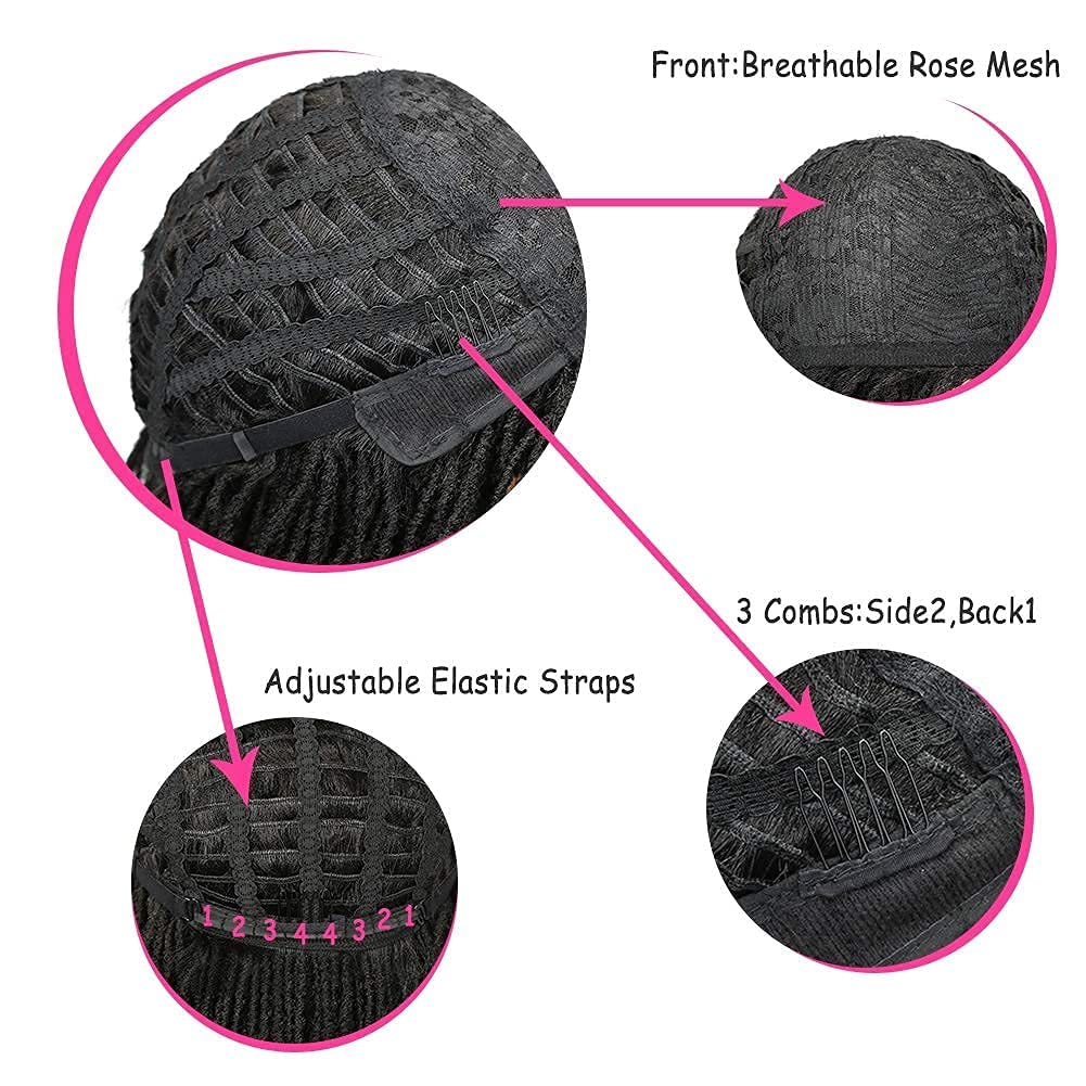 WIGNEE Short Dreadlock Wig Braided Wigs for Black Women Short Afro Dreadlock Wigs for Black Women And Men Loc Wigs Dreadlocks Crochet Hair for Black Women Daily Use