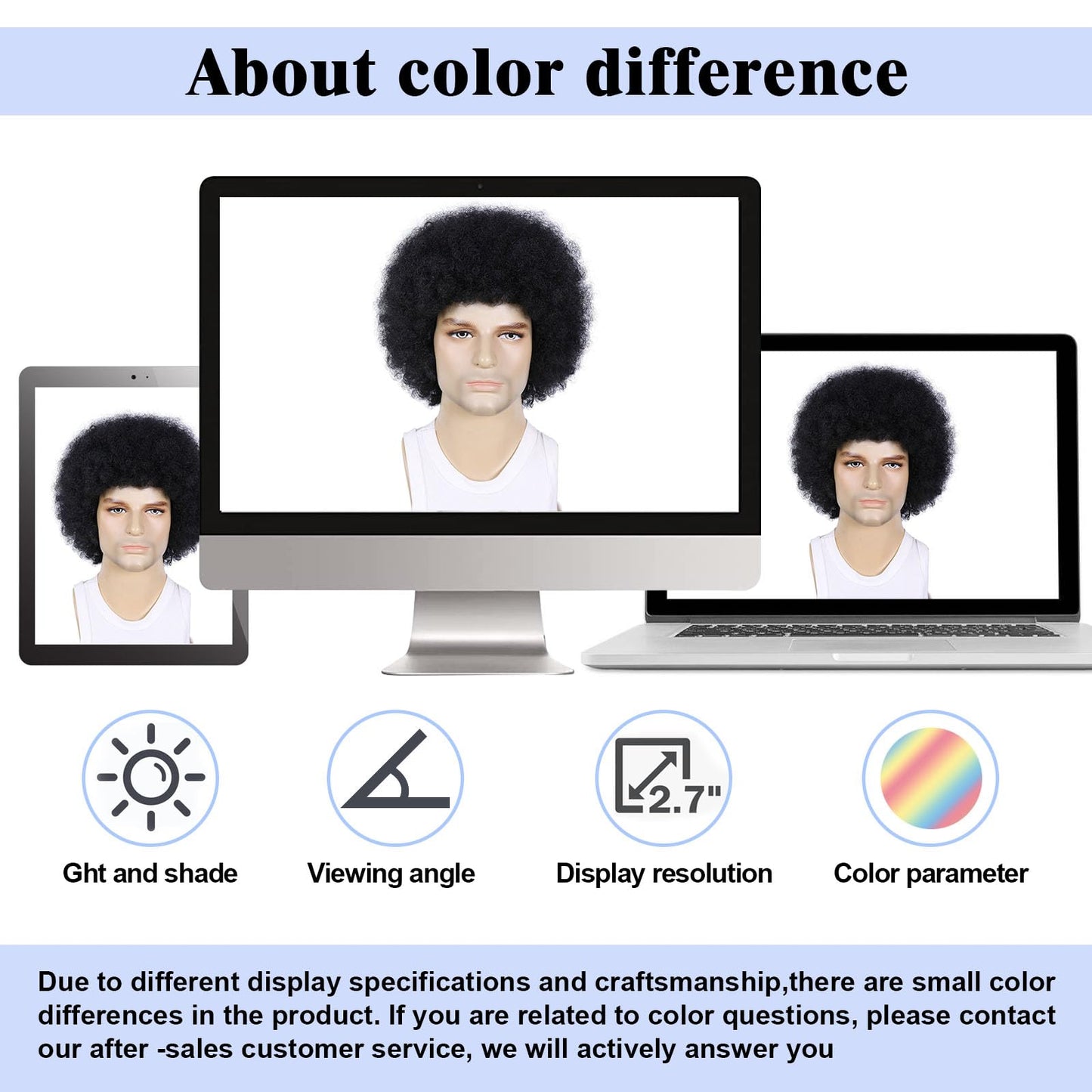 TOPHR Afro Wig Men 70s Rock Disco Costume for Mens or Women Short Kinky Curly Heat Resistant Synthetic Wigs for Party