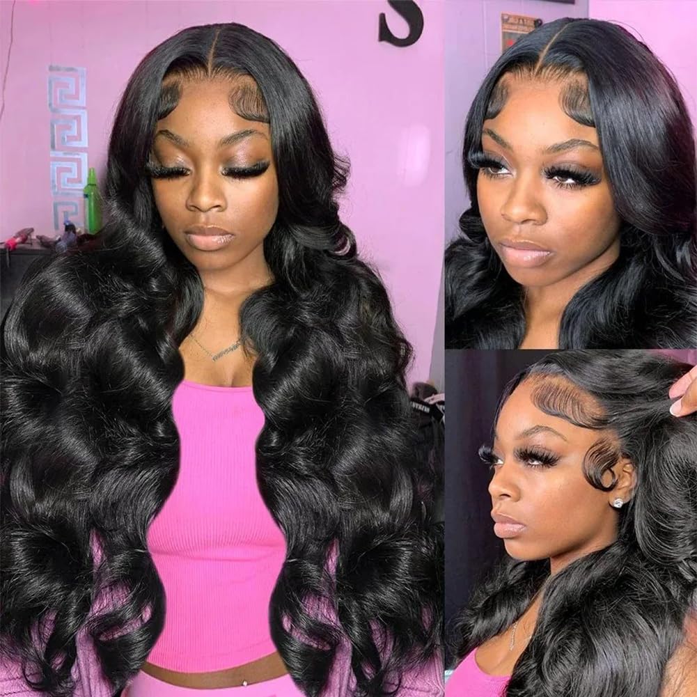BVWCBJ 28 Inch 5x5 HD Lace Closure Wigs Human Hair Wear and Go Glueless Wigs Human Hair Pre Plucked Pre Cut 180% Density Body Wave Lace Front Wigs Human Hair for Women