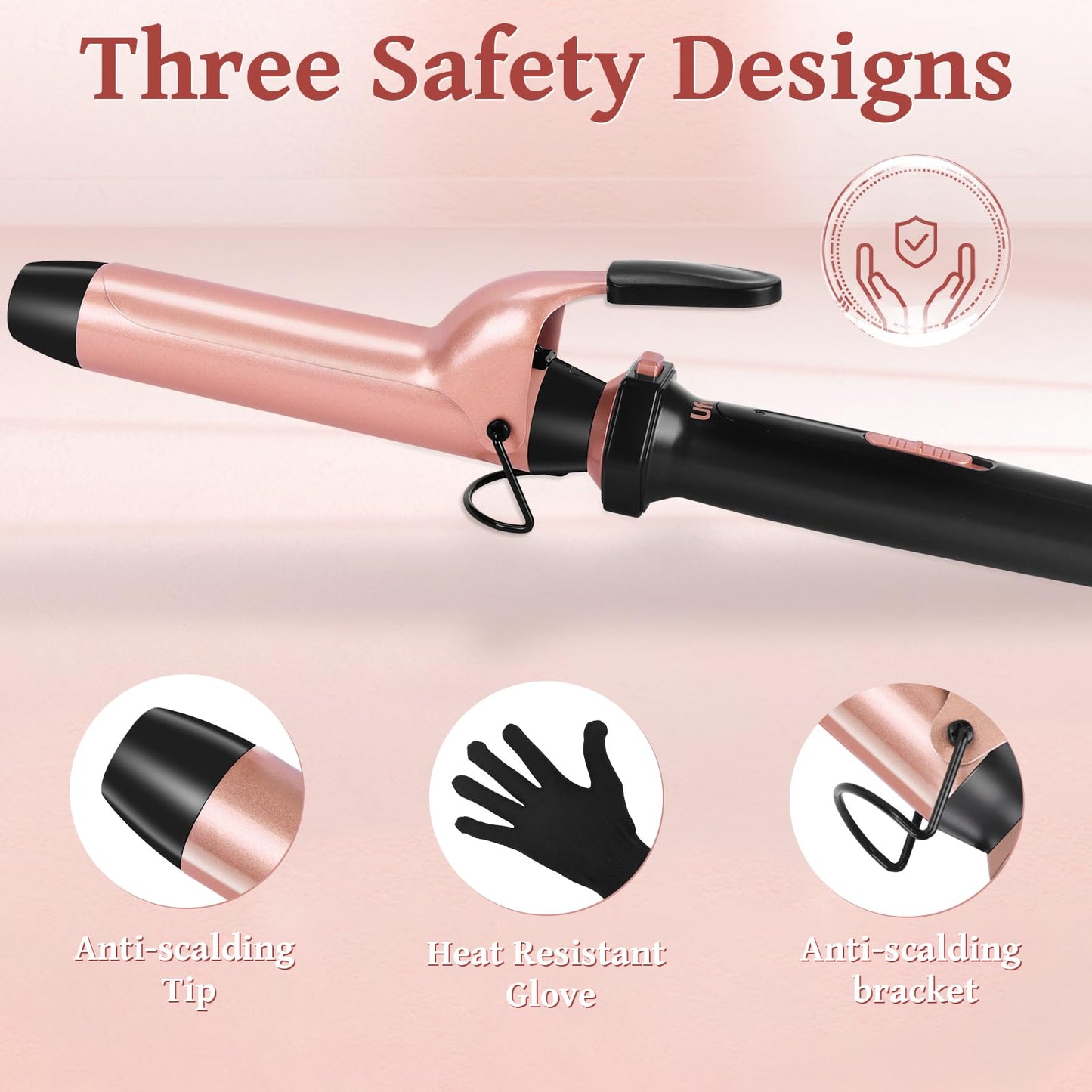 Ufree 5 in 1 Curling Iron with Interchangeable Ceramic Barrels (0.35"-1.25"), Curling Wand Set with Flat Iron Hair Straightener, Professional Instant Heat Up, Dual Voltage Hair Curler, Women Gifts