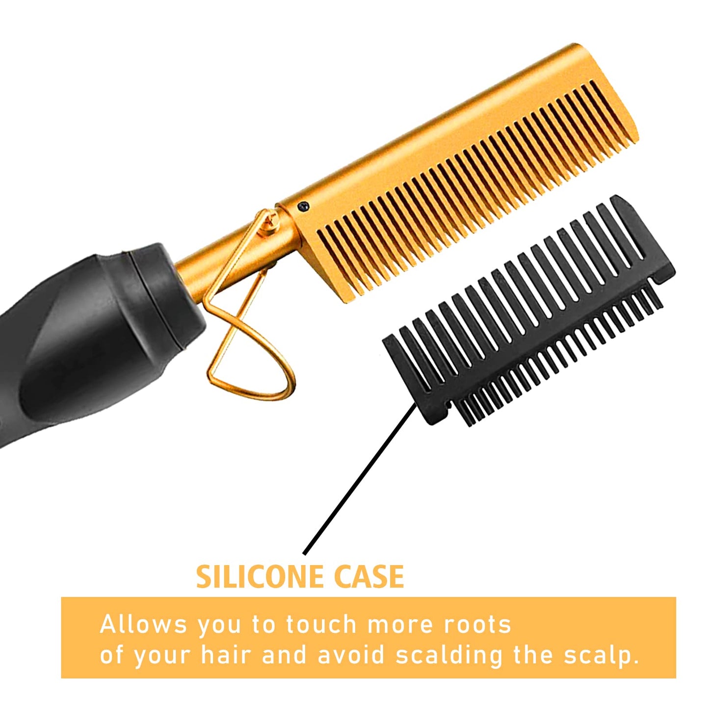 Electric Hot Comb Hair Straightener, Deluxe Electrical Straightening Comb Curling Iron for Natural Black Wigs, Hot Comb Electric for Wigs Pressing Combs with Wig Glue Melting Spray Hair Wax Stick