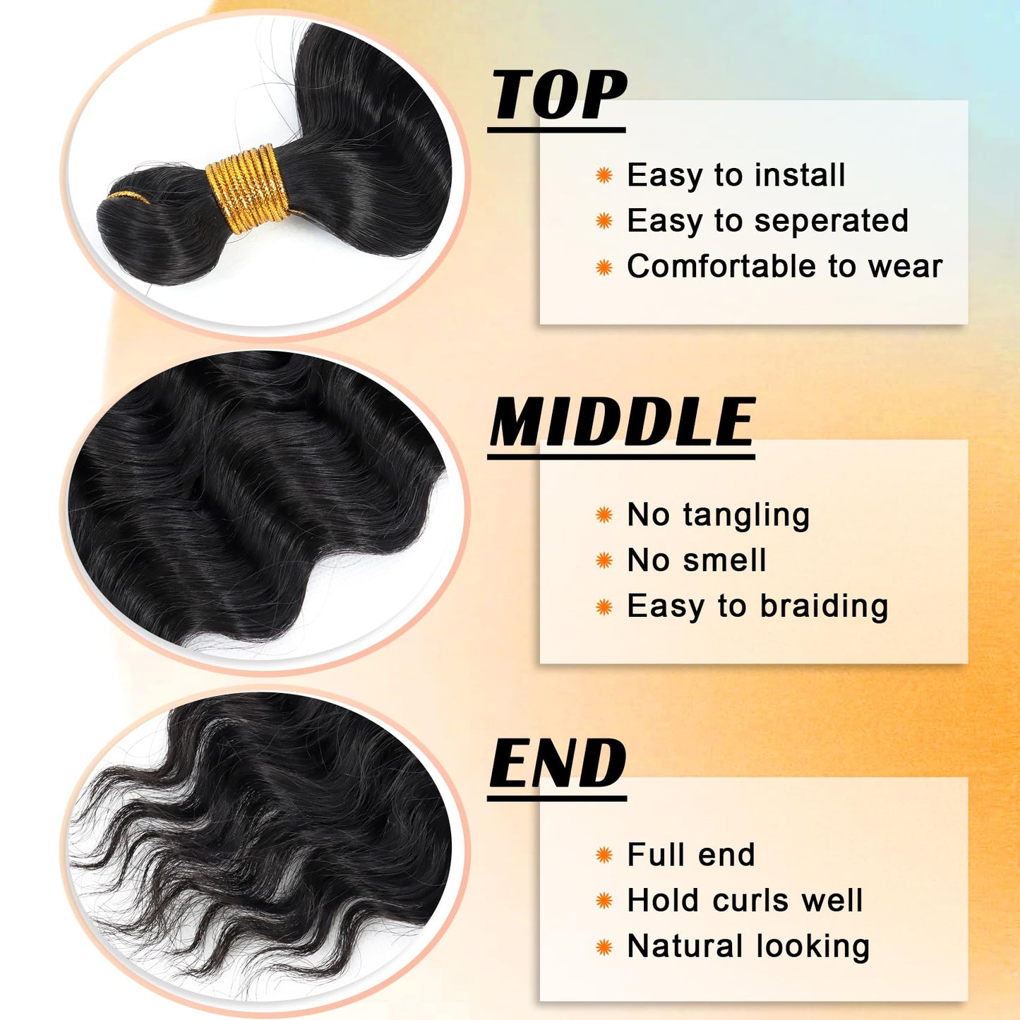 Eerya Long Curly Braiding Hair 18 Inch 2 Packs Ocean Wave Crochet Hair for Black Women Deep Wave Braiding Hair for Boho Braids(18 inch, 1B)