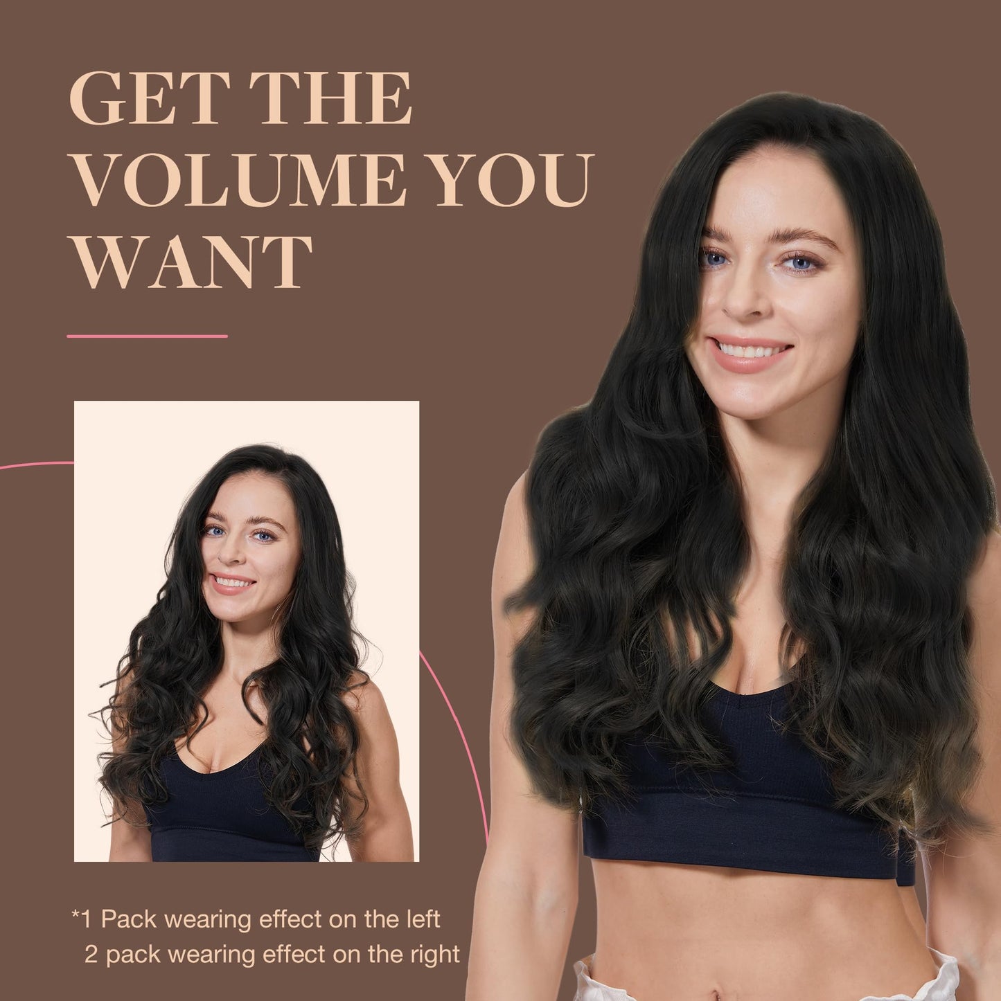 GOO GOO Clip in Hair Extensions Real Human Hair, Remy Human Hair Extensions Clip ins for Women, Natural Human Hair, 14inch 120g 7Pcs, 1 Jet black