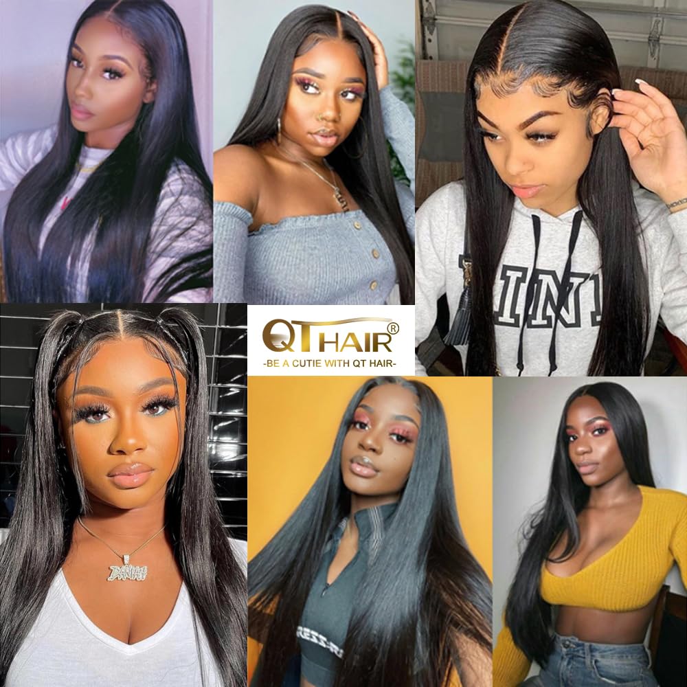 QTHAIR 14A Virgin Straight Hair Transparent Hd Lace Closure (20inch) 4x4 Free Part 130% Density Top Swiss Lace Natural Black Color Straight Human Hair Closure with Baby Hair