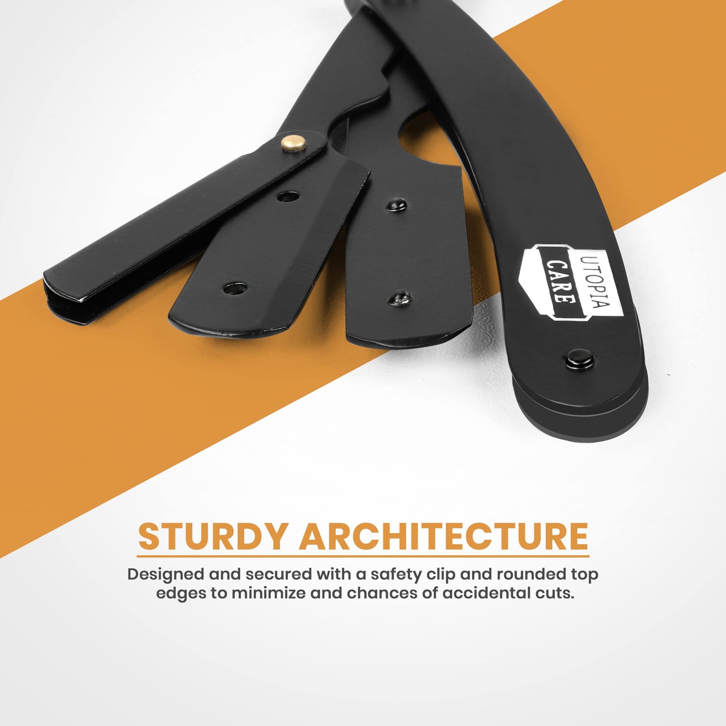 Utopia Care Professional Straight Razor for Men, Valentines Day Gifts for Him and Her Barber Straight Edge Razor Safety with 100-Pack Derby Blades - 100 Percent Stainless Steel - Black