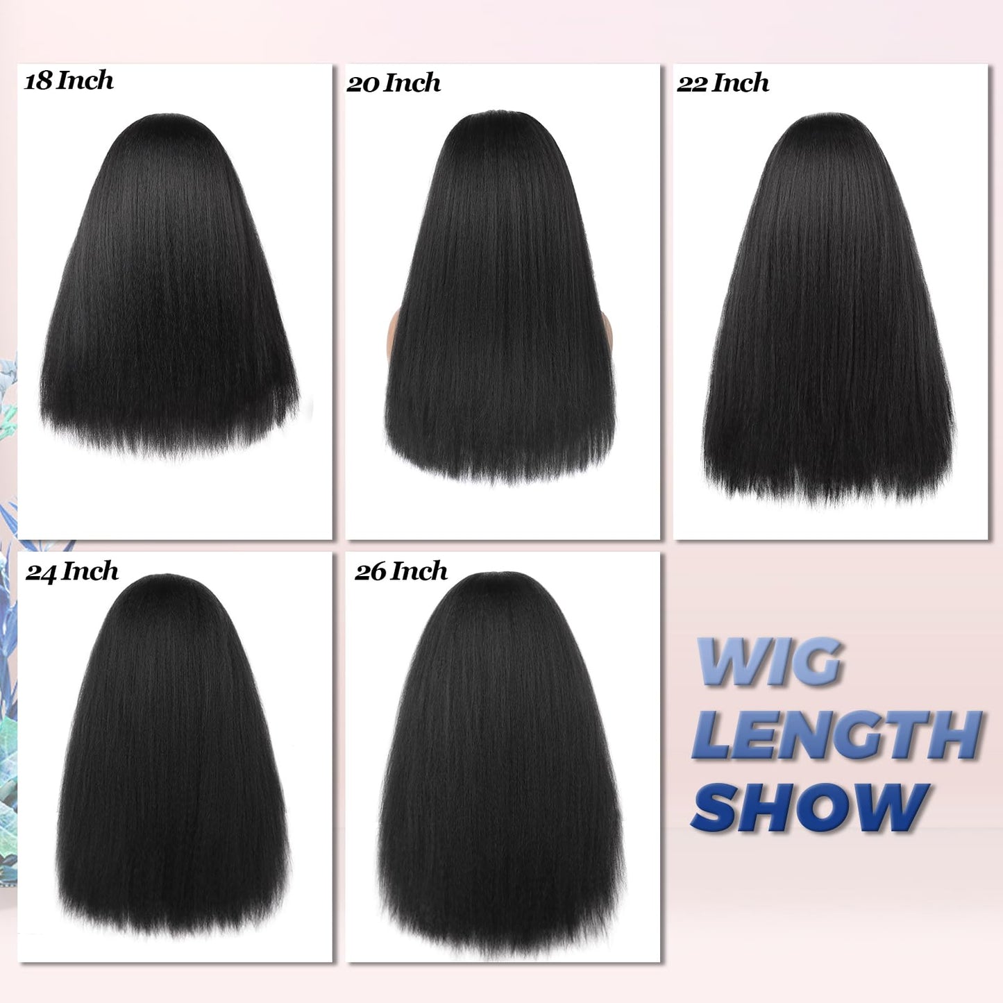 G&T Yaki Straight Headband Wigs for Black Women - Synthetic Long Kinky Straight Hair Wigs With Hair Band Attached Half Wig - 26 inch Full Machine Made None Lace Front Wig