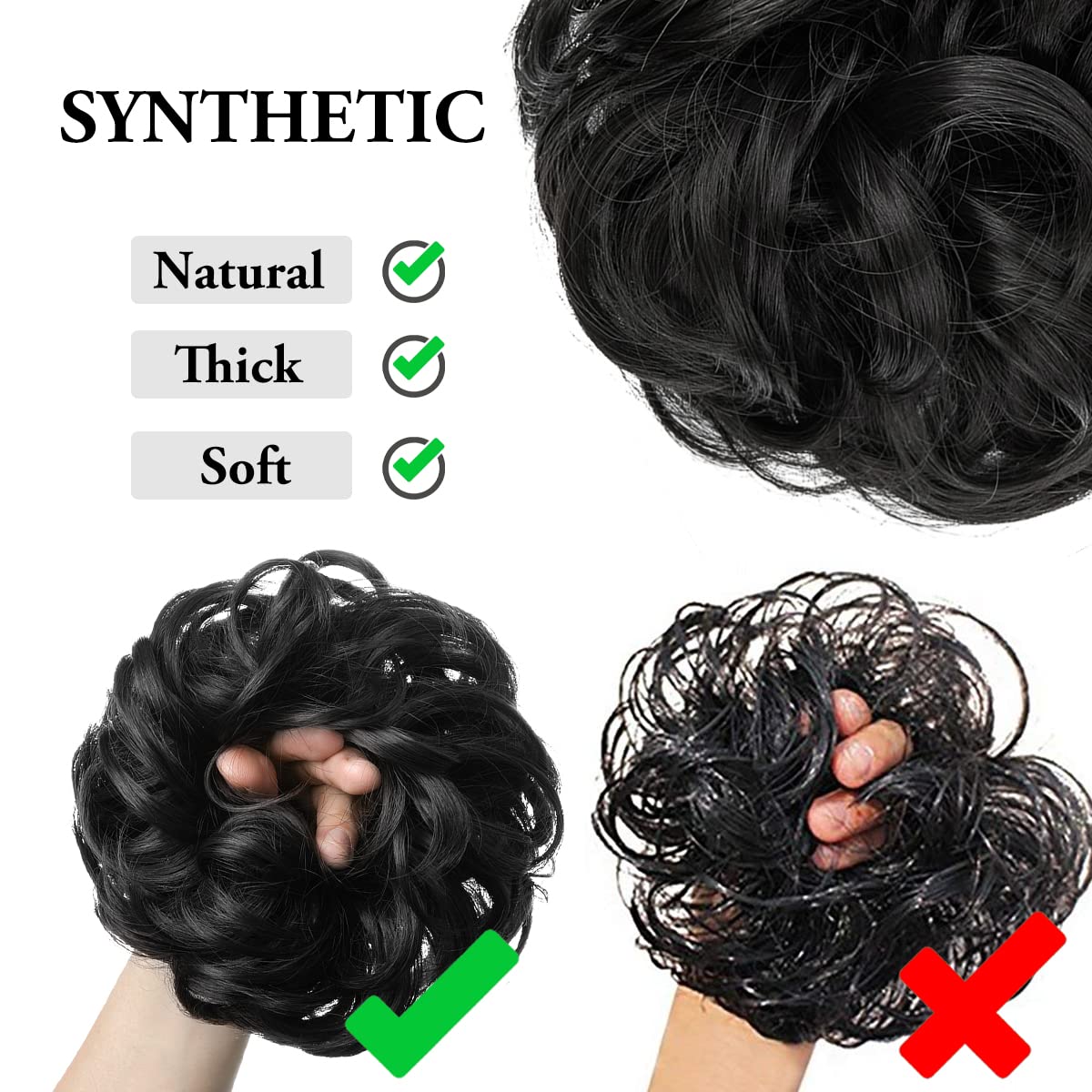 CJL HAIR Large Messy Bun Hair Piece Wavy Curly Scrunchies Synthetic Chignon Ponytail Hair Extensions Thick Updo Hairpieces for Women (Light Silver Grey)