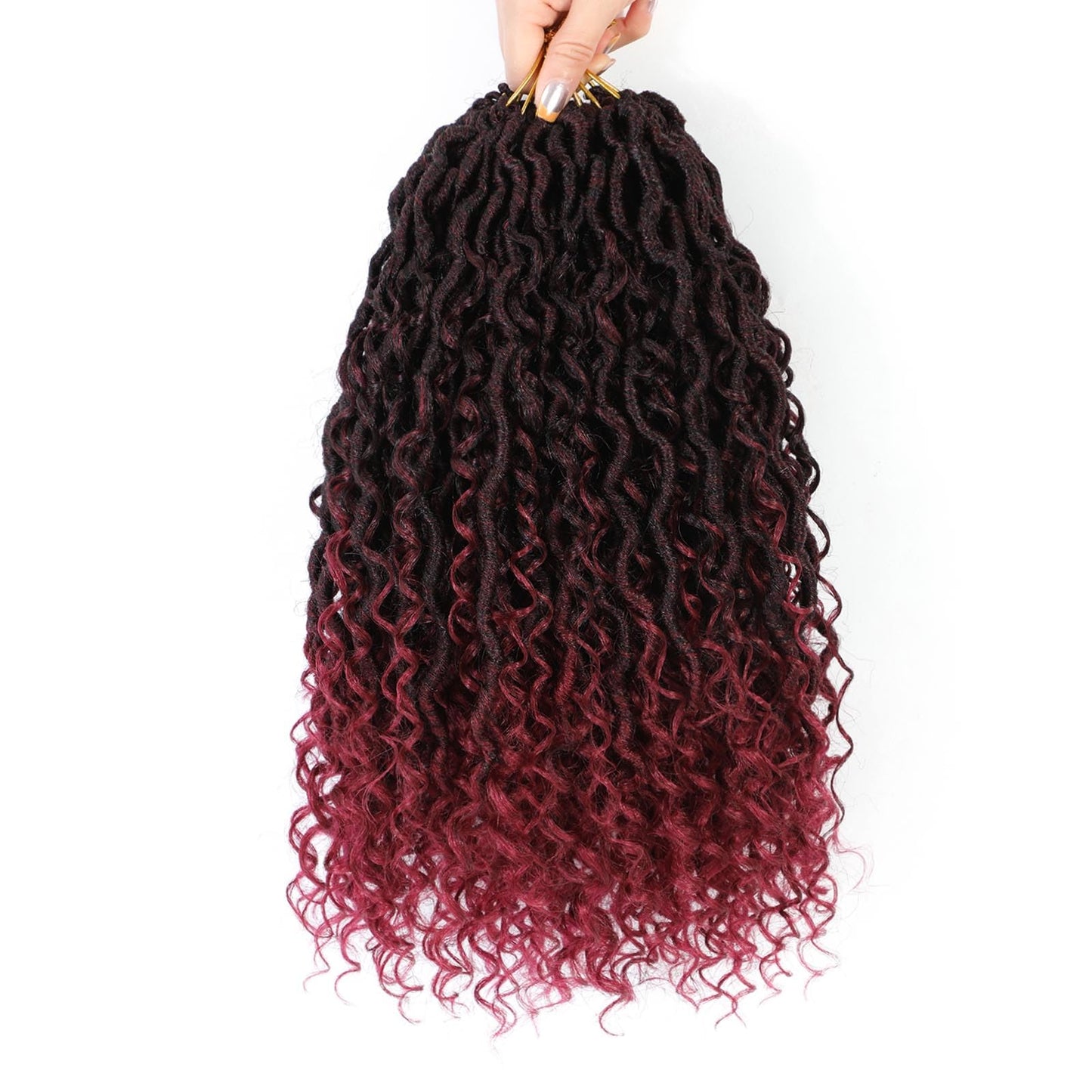 Col Bling 20 Inch 8 Packs Goddess Locs Crochet Hair Natural Looking, Bohemian River Goddess Crochet Braiding Hair Trendy & Edgy Faux Locs Crochet Hair Fashion for Women Kids (#1B/BUG)
