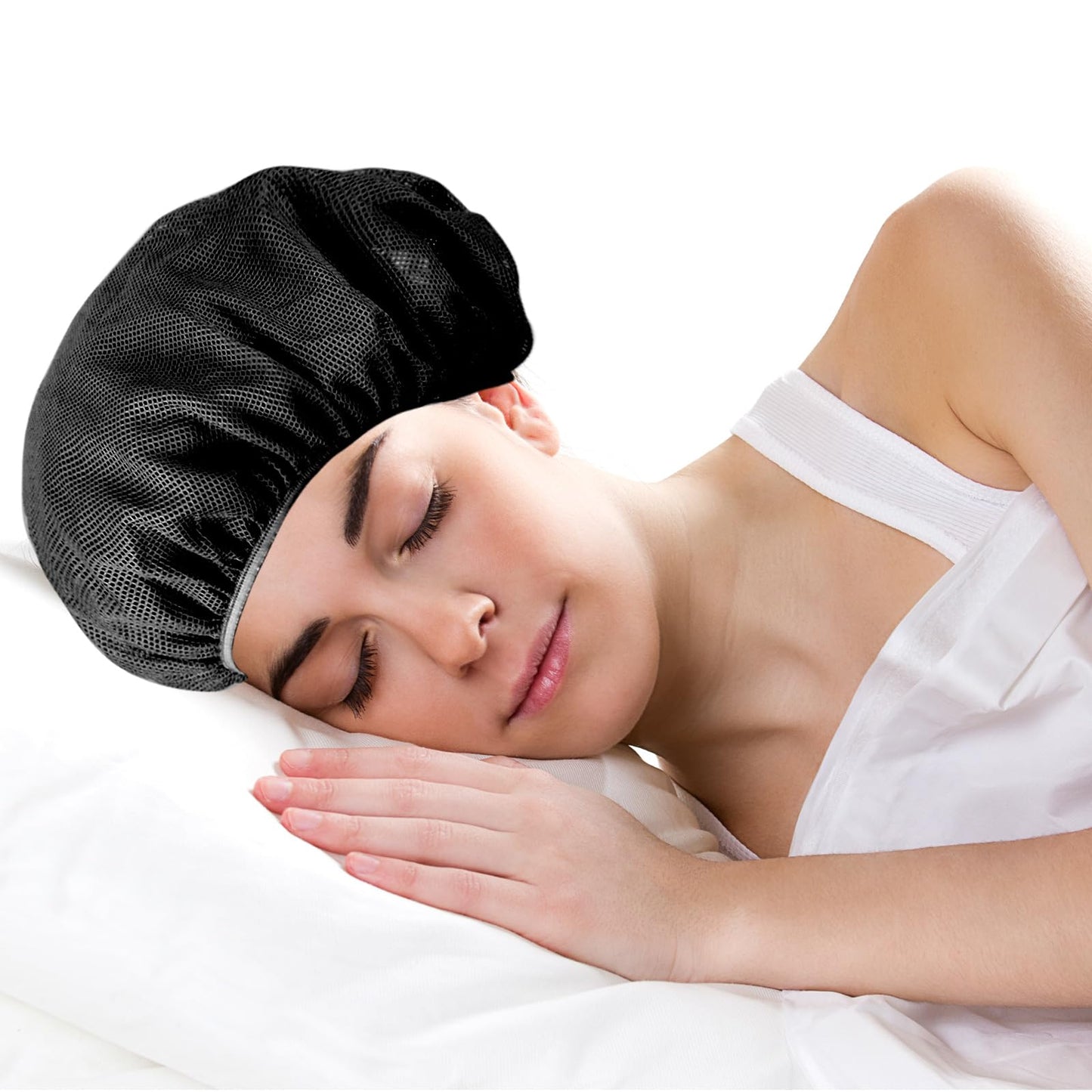 Dimeho 4 Pcs Mesh Sleep Bonnets Night Sleep Cap Hair Net for Sleeping Wig Cap Sleep Caps for Women(Pink/Black