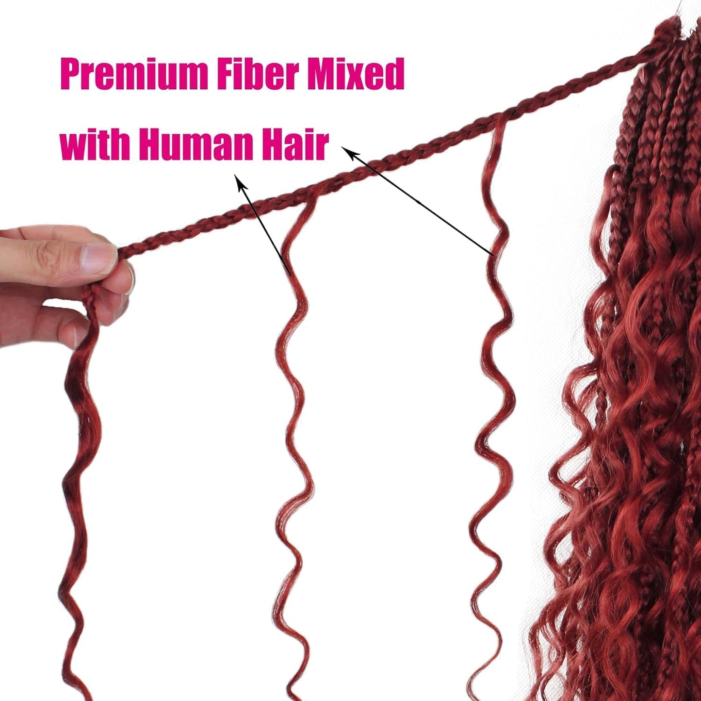 Boho Crochet Braids Pure Protein Fiber Close to Human Hair 24 Inch Goddess Box Braid with Soft Curls Bohemian Braids Crochet Hair for Black Women (24Inch BUG)