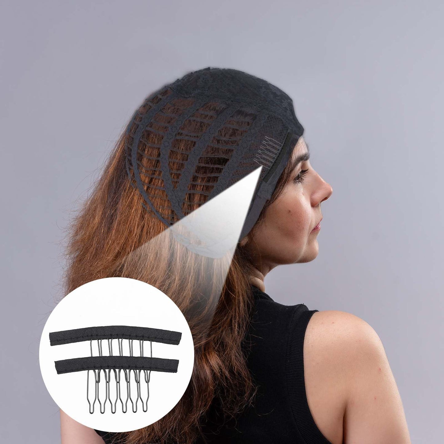 AHQiZFX 30 PCS Wig Clips Wig Comb Black Metal Clips 6-Teeth Wig Combs Wig Making Kit for Hairpiece Caps Wig Accessories Tools for Lace Wigs Cap Making No Sew (Black, 6-Teeth Wip Comb)