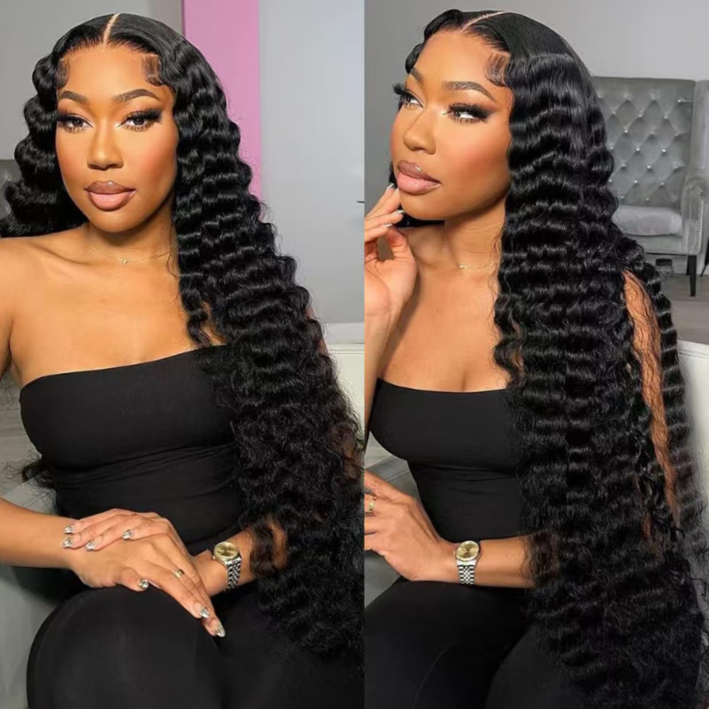 Beaushine 10A Human Hair Bundles with Closure Loose Deep Wave Quick Weave Hair-18 20 22+18inch, 100% Raw Brazilian Virgin Hair Loose Wave Lace Closure with 3 Bundles Pre plucked Natural Black Color