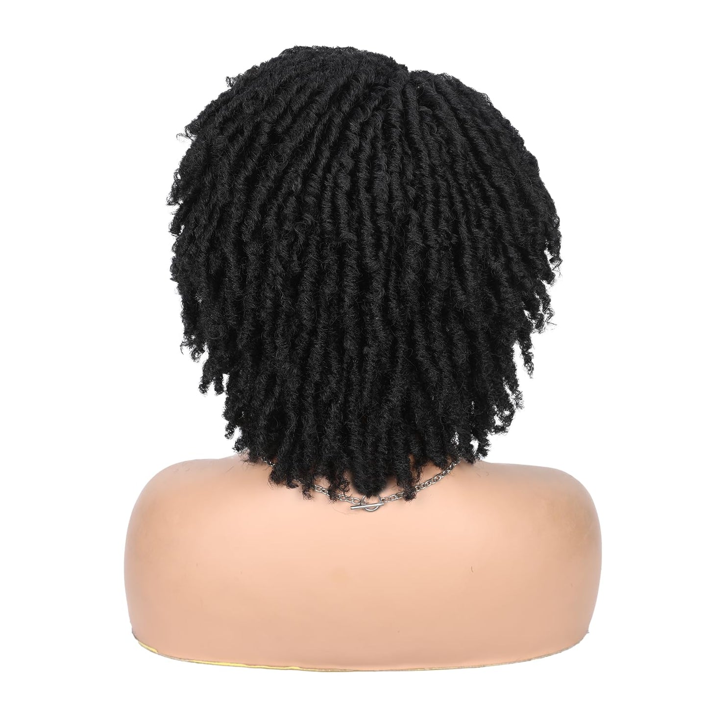 WIGER Dreadlock Wig Short Faux Locs Twist Wigs For Black Women Afro Braided Curly Synthetic Wigs For African American Women Daily Party Use(6 inch,1B)